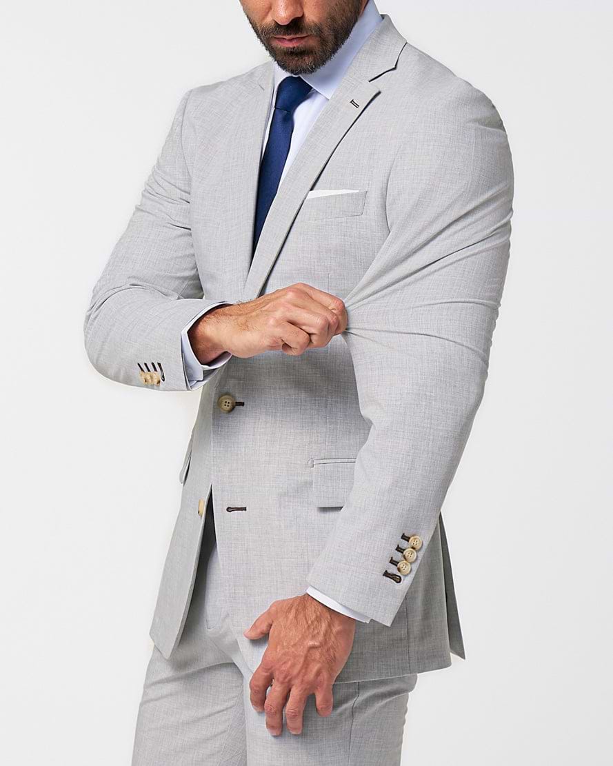 Athletic Fit Stretch Blazer - Lightweight Heathered Light Grey