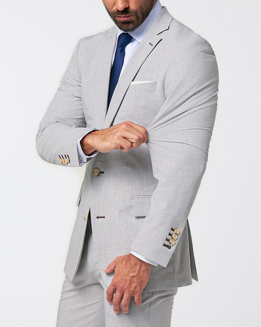 Athletic Fit Stretch Blazer - Lightweight Heathered Light Grey