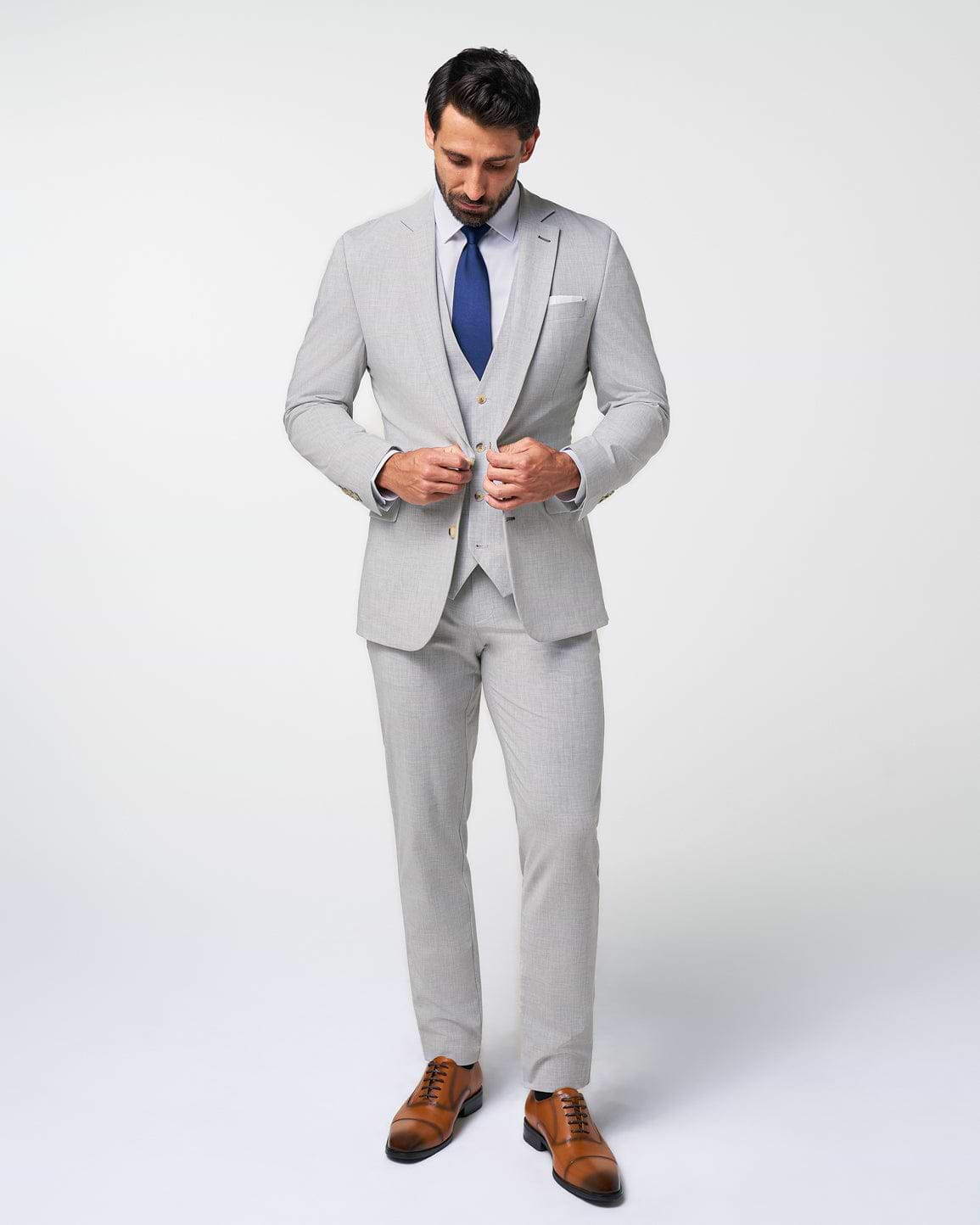 Athletic Fit Stretch Blazer - Lightweight Heathered Light Grey