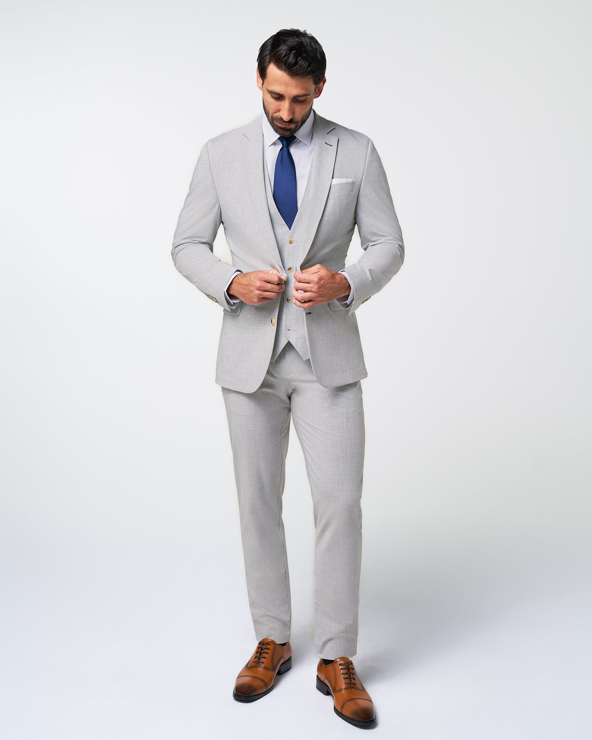 Athletic Fit Stretch Blazer - Lightweight Heathered Light Grey