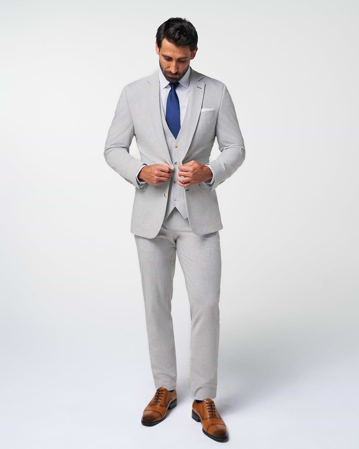 Athletic Fit Stretch Blazer - Lightweight Heathered Light Grey