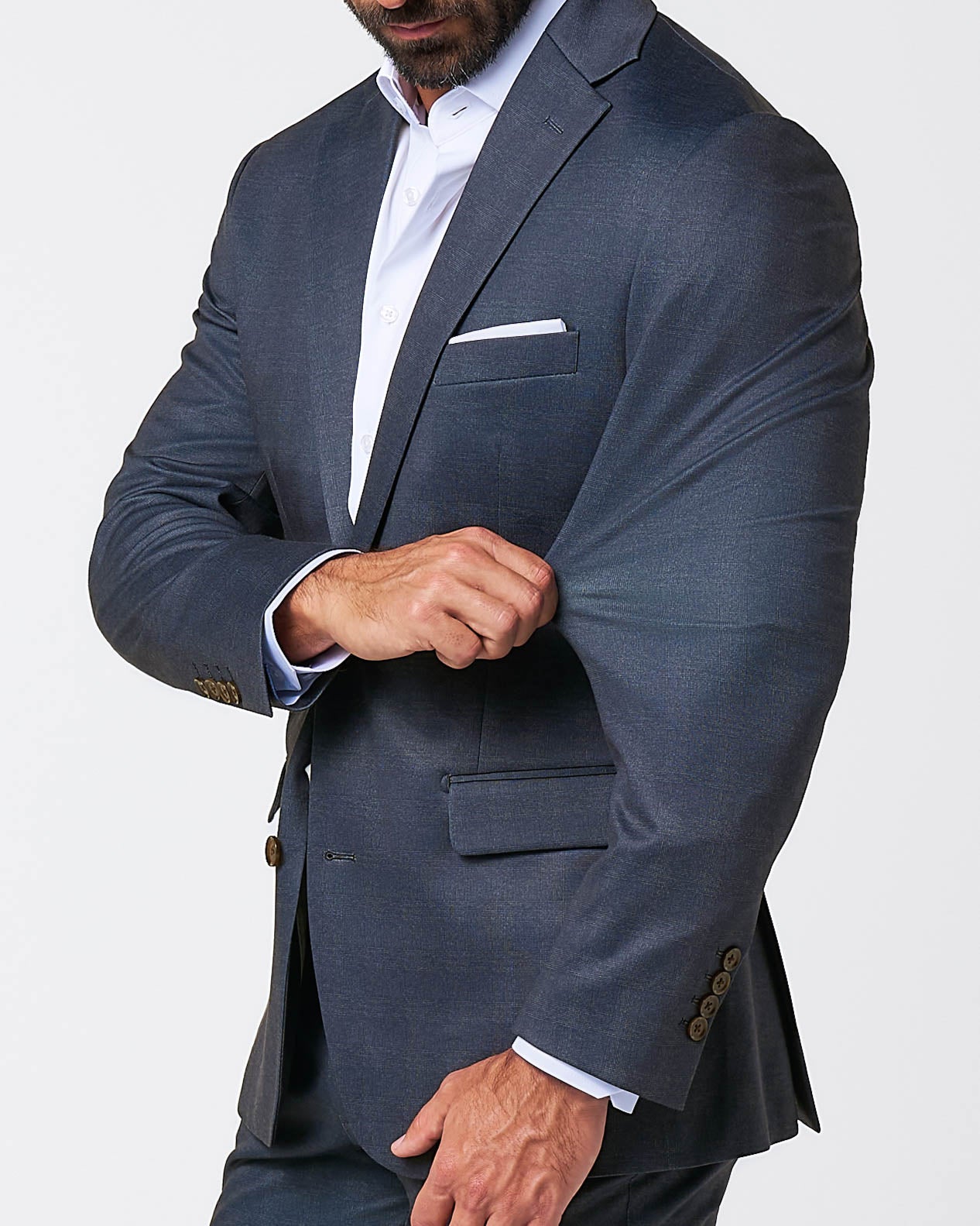 Athletic Fit Stretch Suit - Midnight Navy Plaid