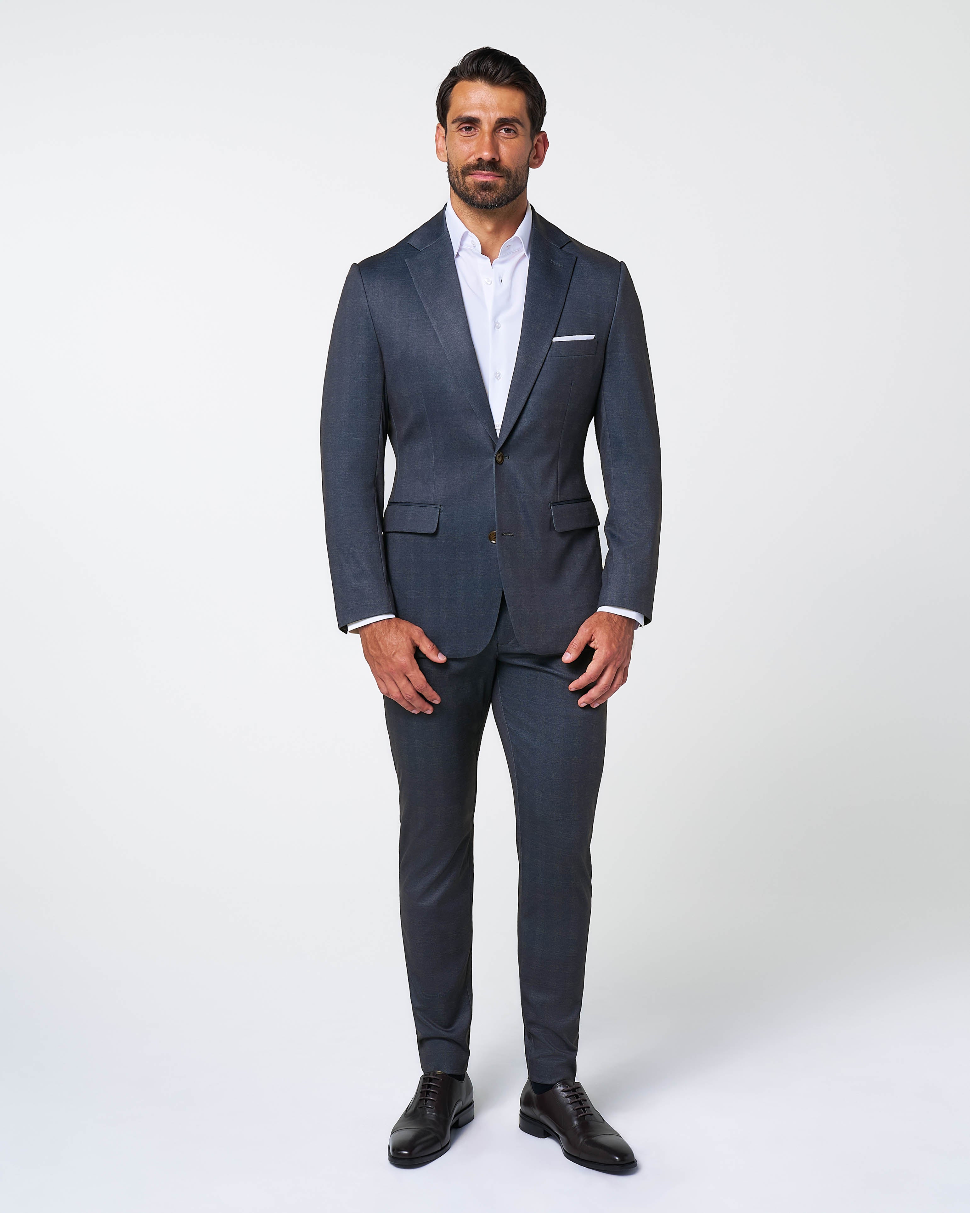 Athletic Fit Stretch Suit - Midnight Navy Plaid