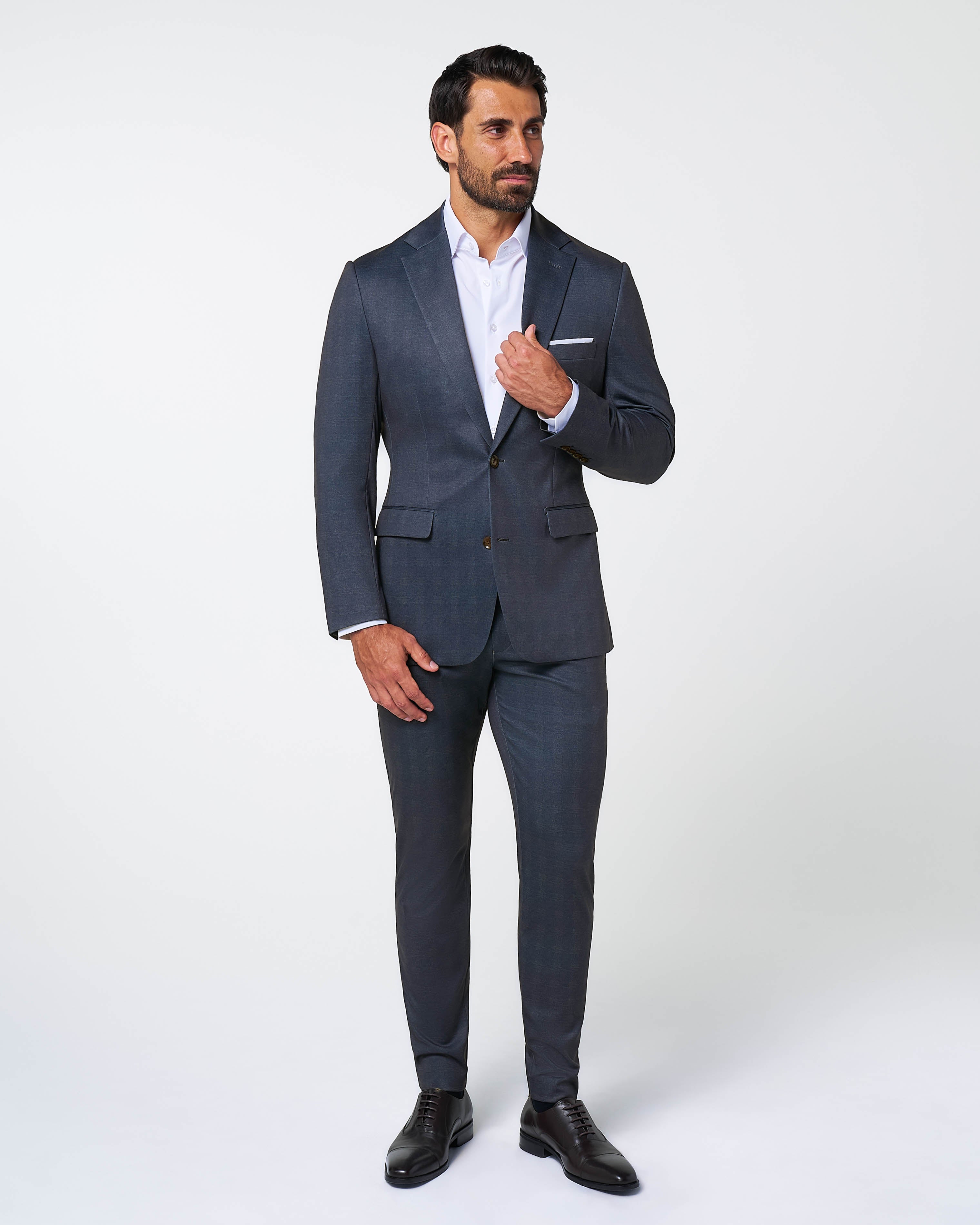 Athletic Fit Stretch Suit - Midnight Navy Plaid