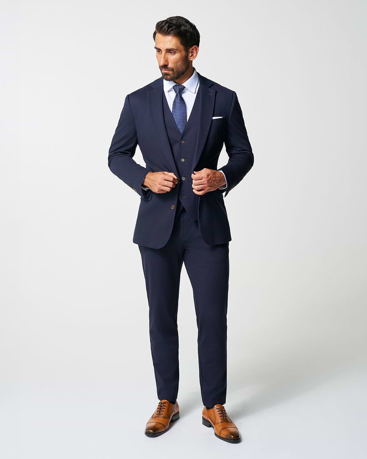 Athletic Fit Stretch Suit - Navy