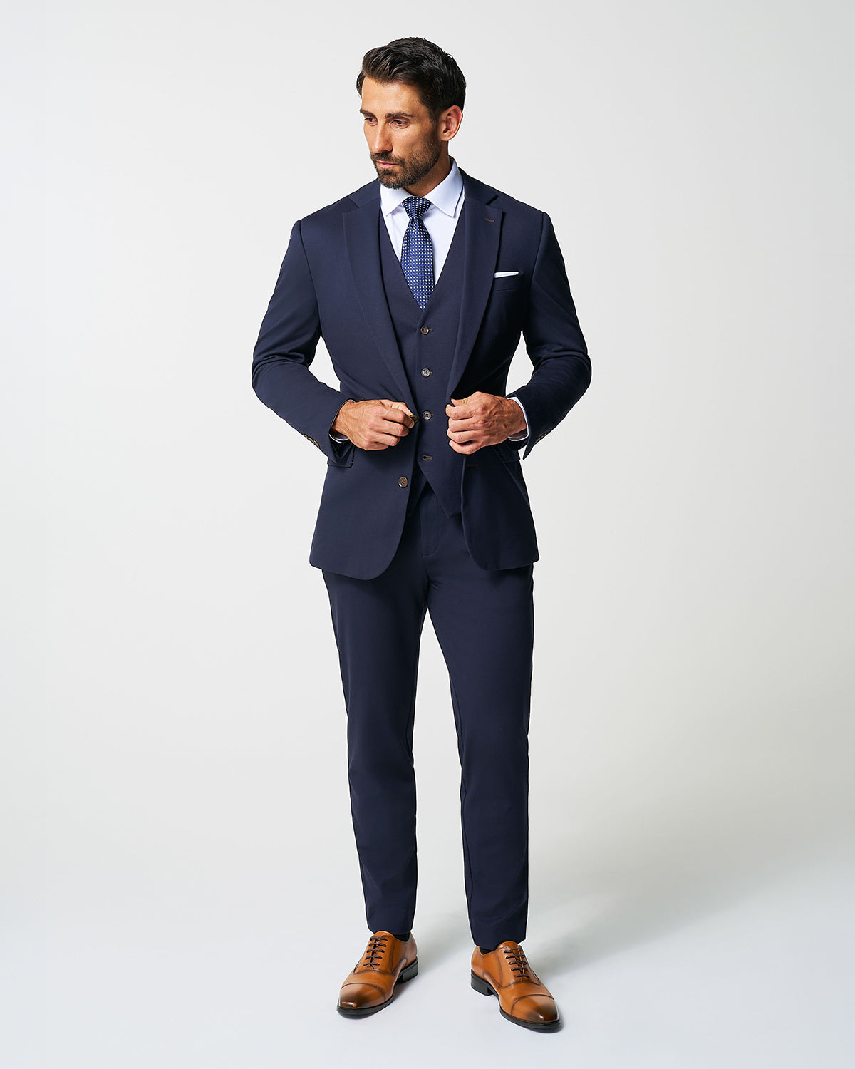 Athletic Fit Stretch Suit - Navy