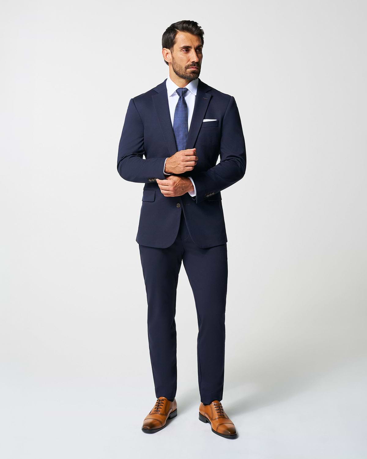 Athletic Fit Stretch Suit - Navy