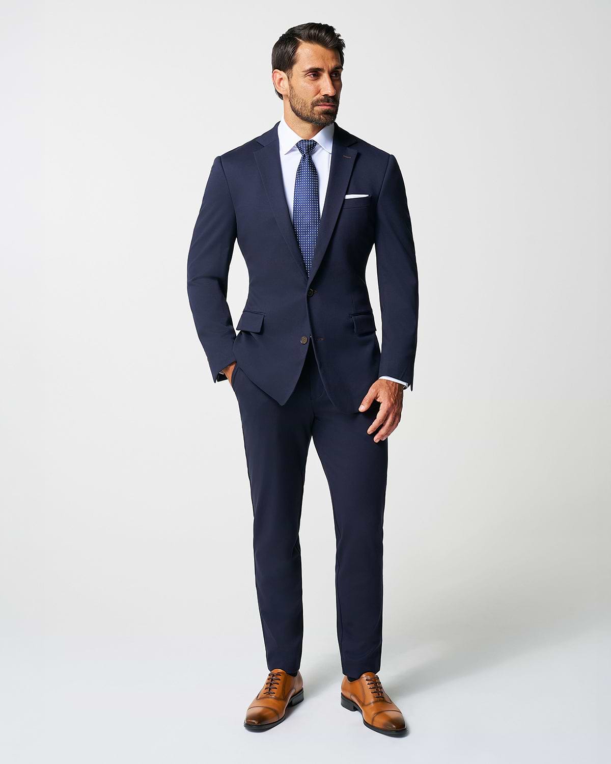 Athletic Fit Stretch Suit - Navy