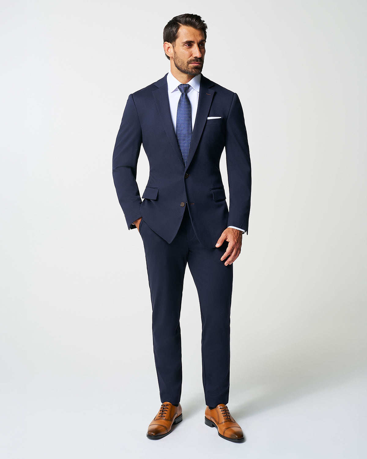 Athletic Fit Stretch Suit - Navy