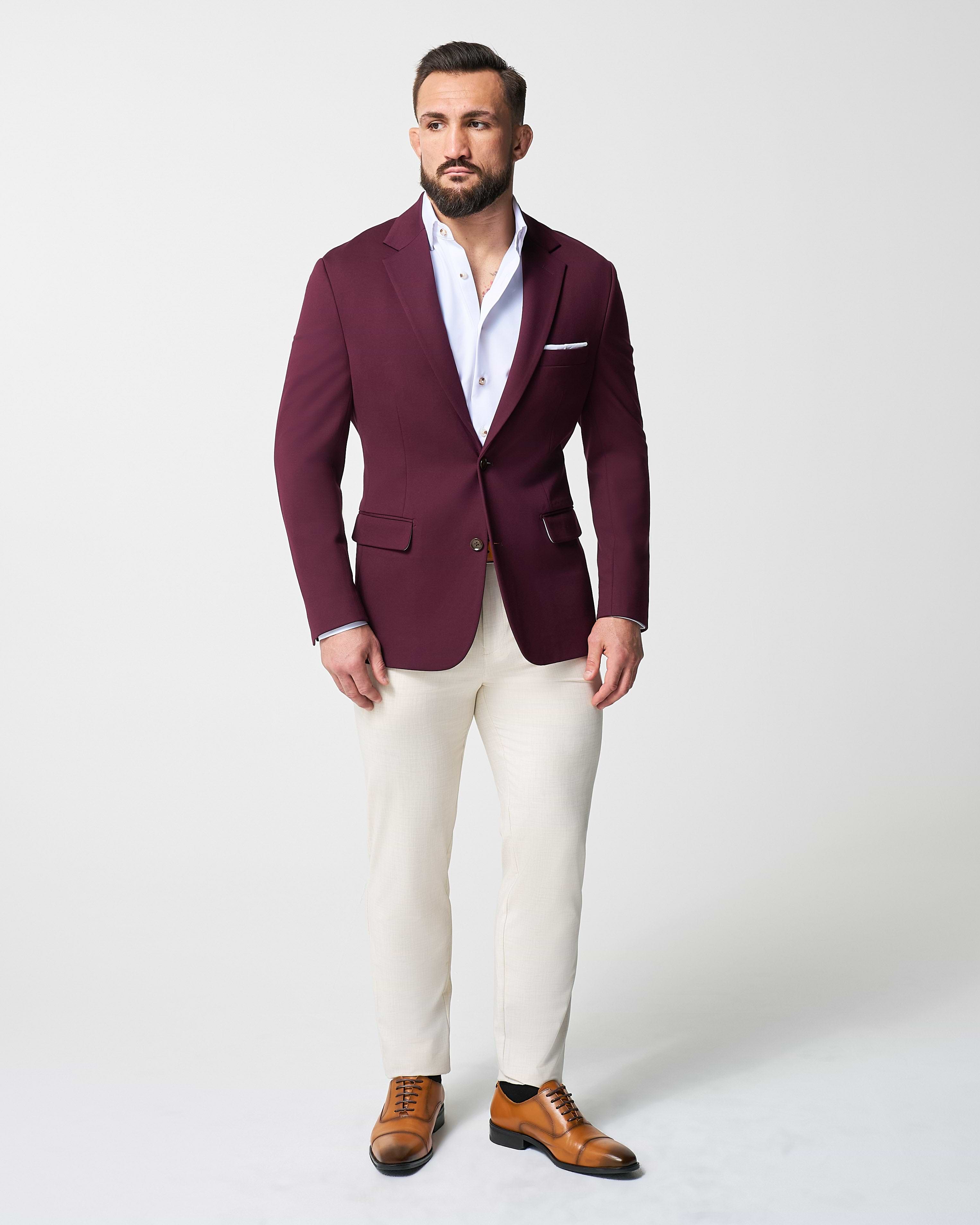 Athletic Fit Stretch Suit - Solid Plum