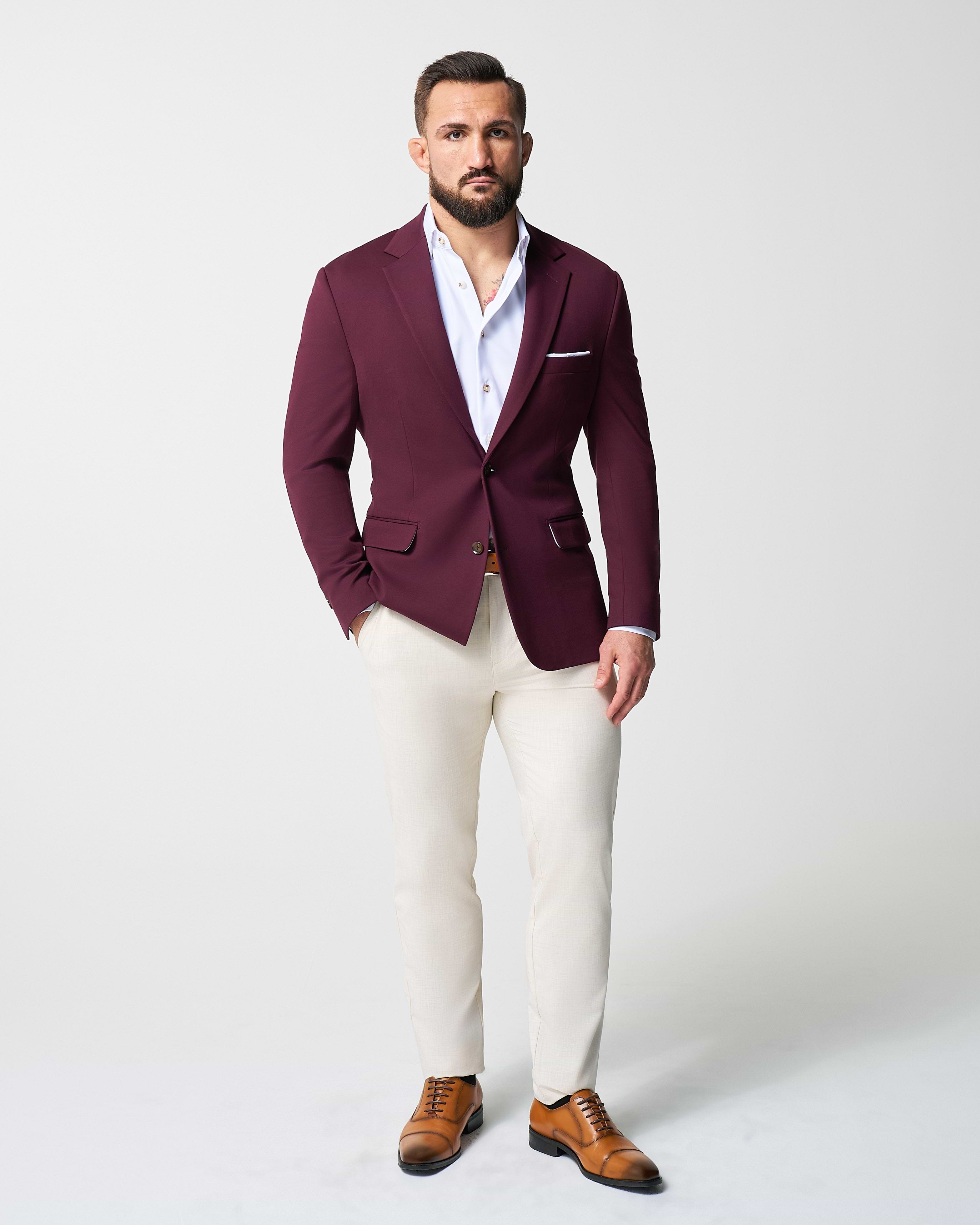 Athletic Fit Stretch Suit - Solid Plum