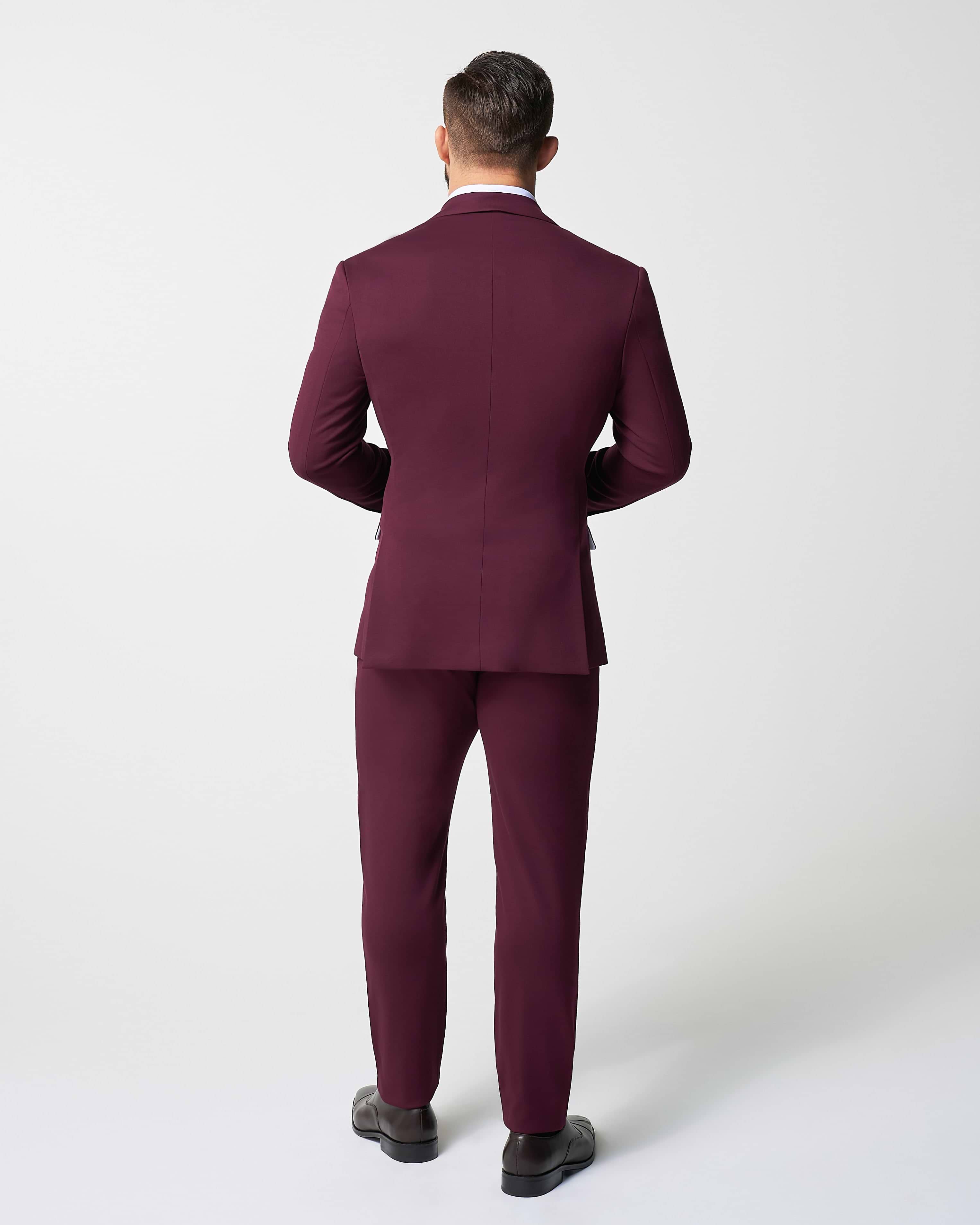 Athletic Fit Stretch Suit - Solid Plum