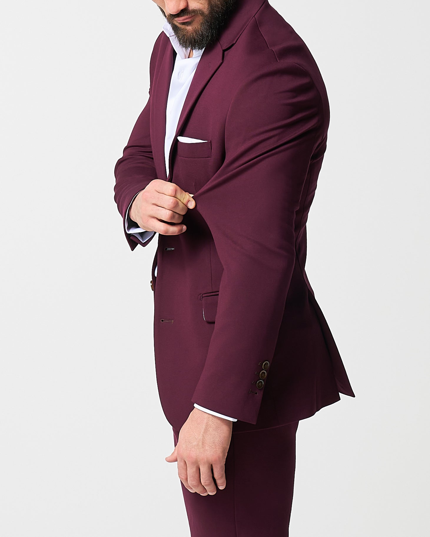 Athletic Fit Stretch Suit - Solid Plum