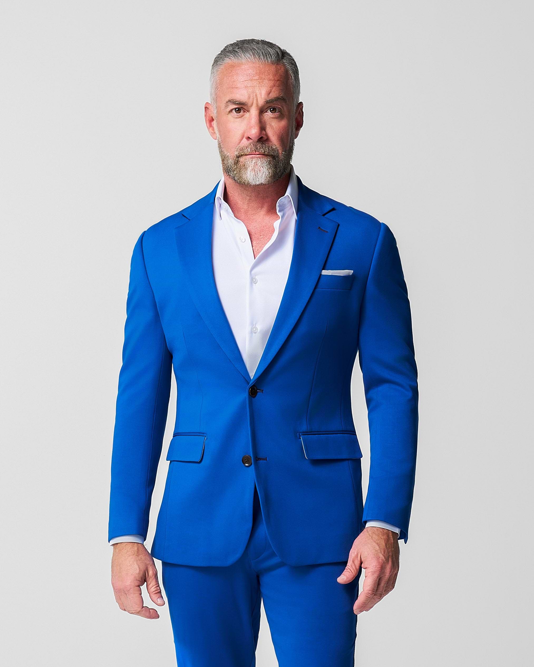 Athletic Fit Stretch Suit - Solid Royal Blue