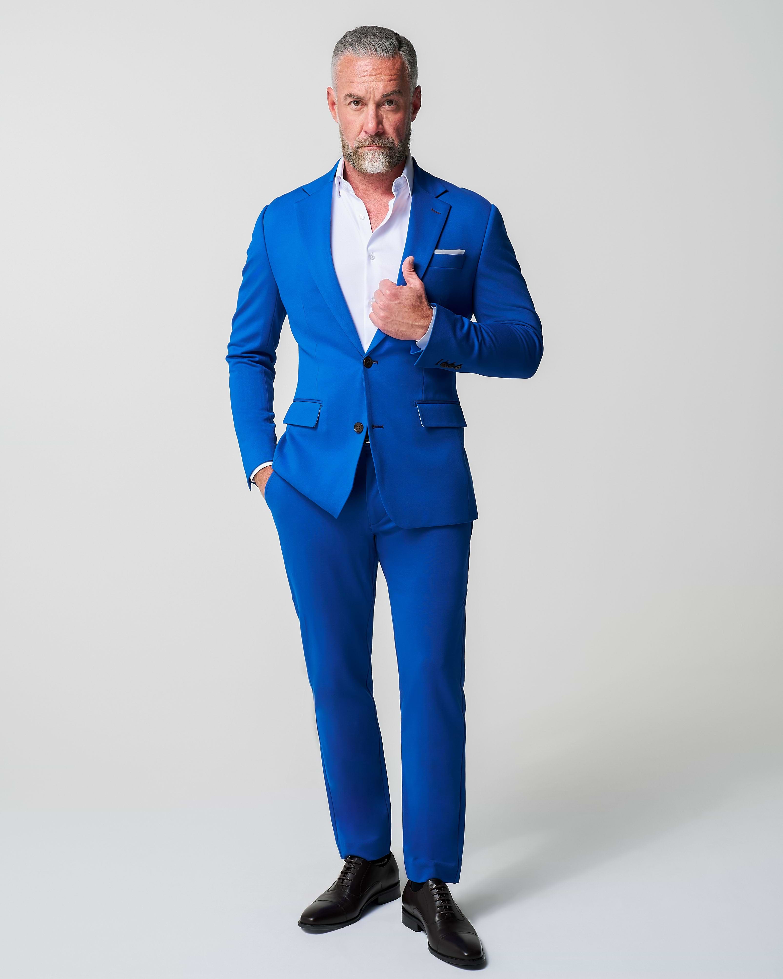 Athletic Fit Stretch Suit - Solid Royal Blue