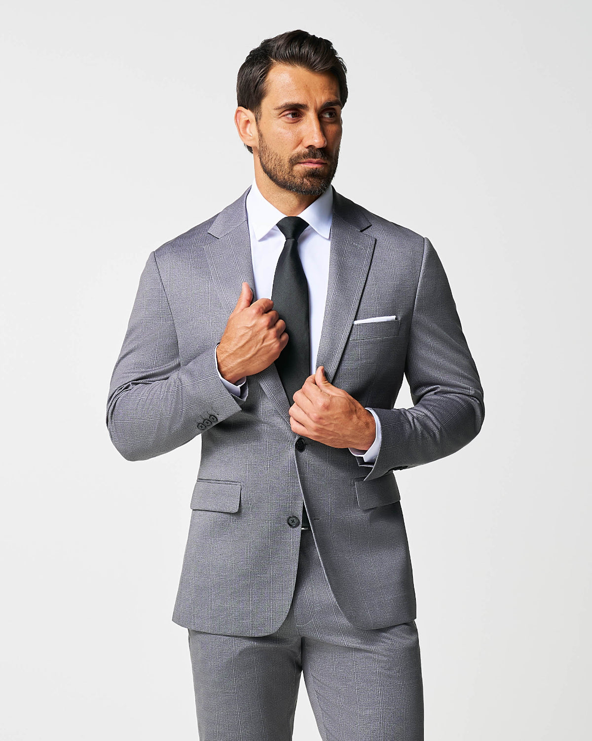 Athletic Fit Stretch Blazer - Shadow Grey Plaid