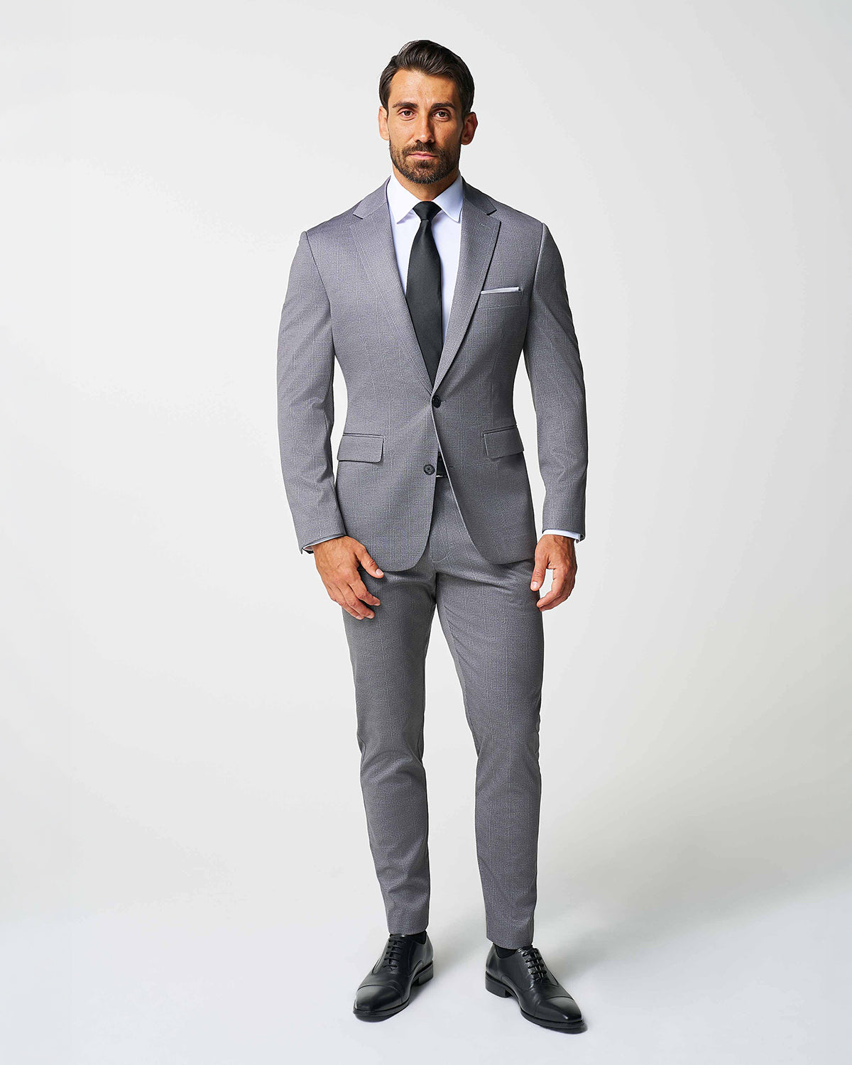 Athletic Fit Stretch Blazer - Shadow Grey Plaid