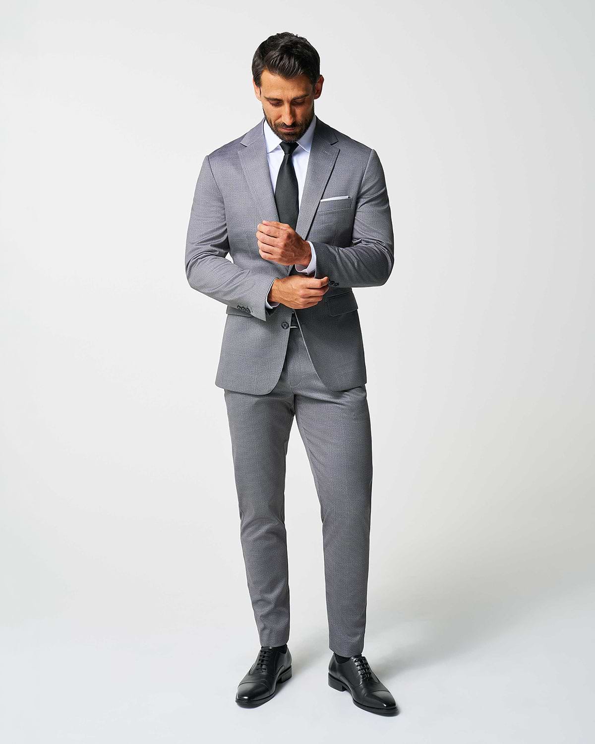 Athletic Fit Stretch Blazer - Shadow Grey Plaid