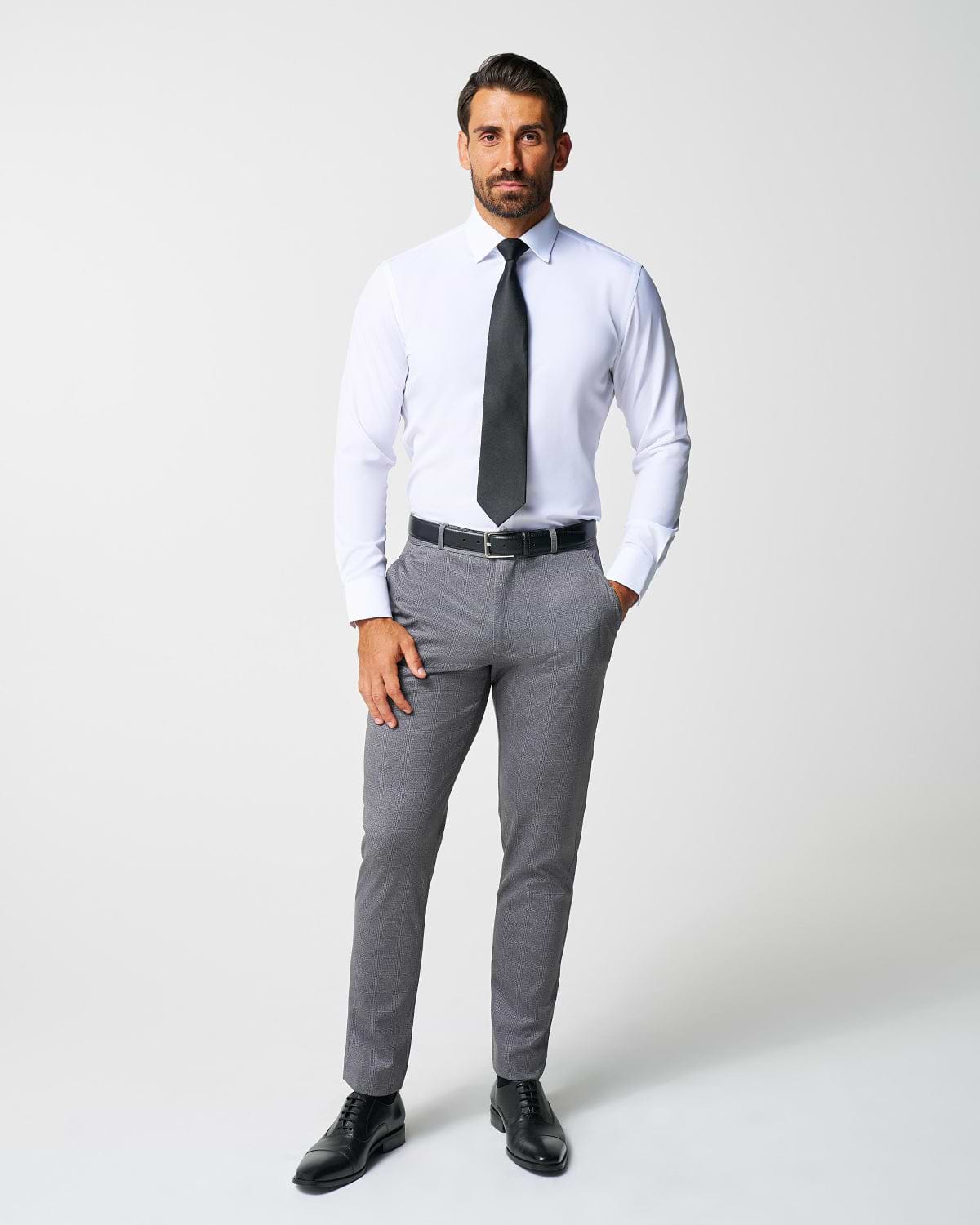 Athletic Fit Stretch Suit - Shadow Grey Plaid