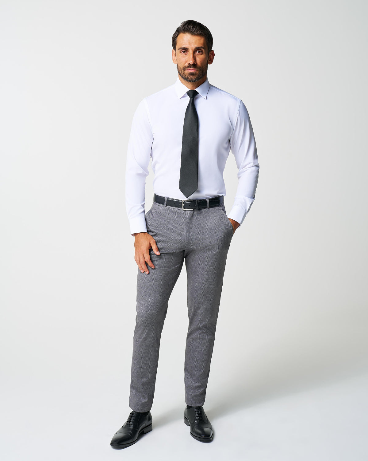 Athletic Fit Stretch Suit - Shadow Grey Plaid