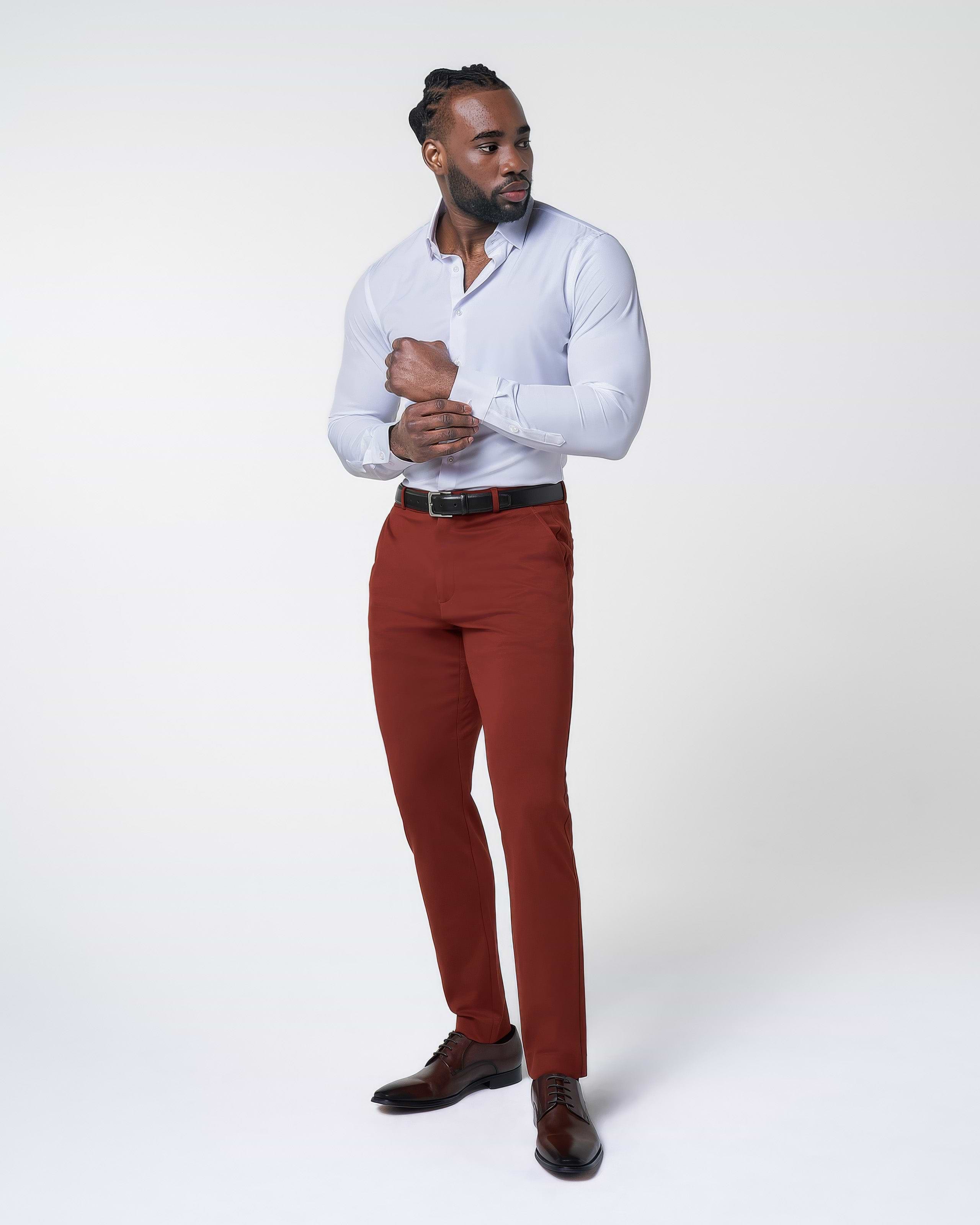 Athletic Fit Stretch Suit - Solid Brick