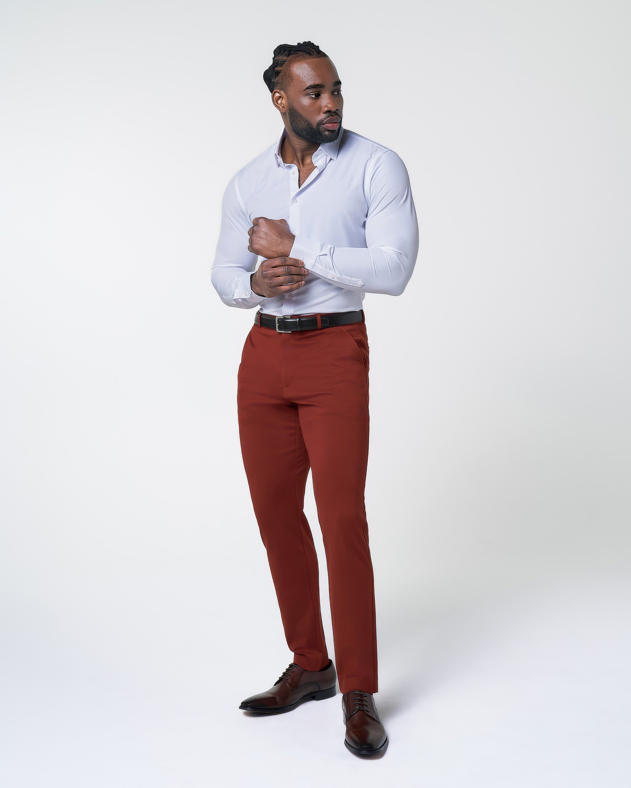 Athletic Fit Stretch Suit - Solid Brick