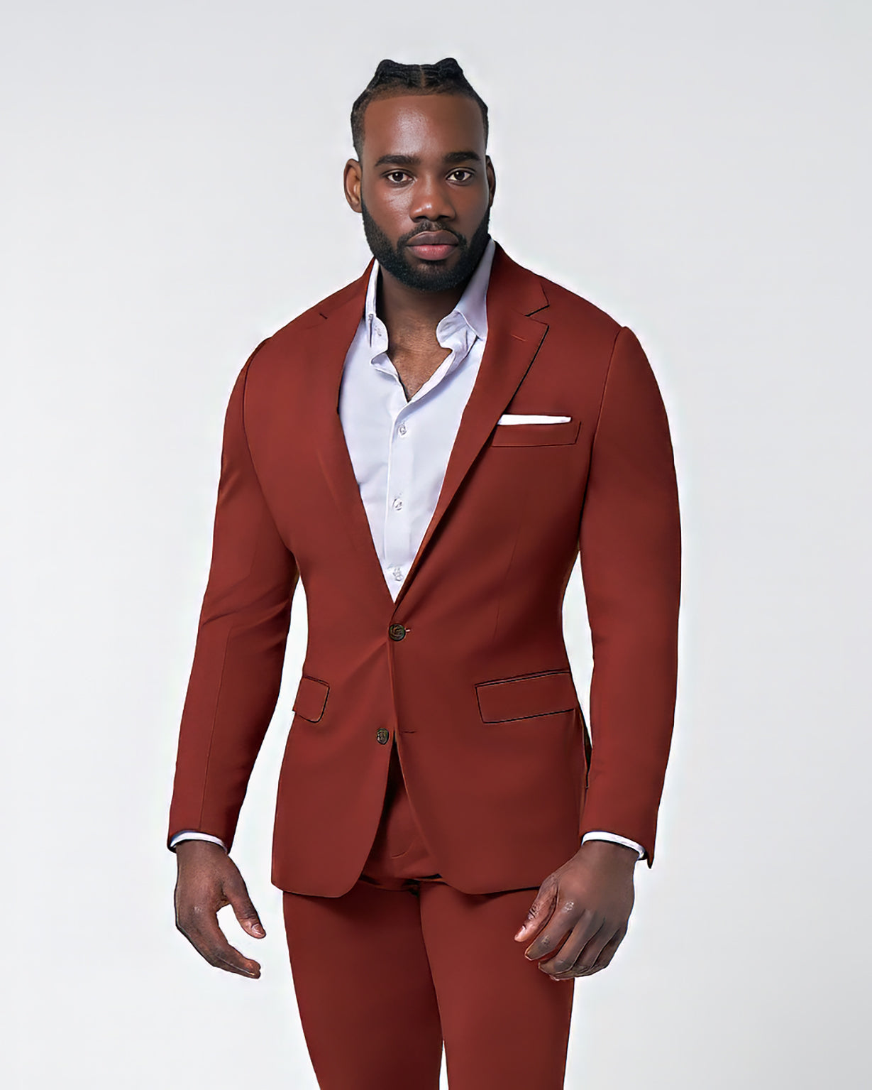 Athletic Fit Stretch Suit - Solid Brick