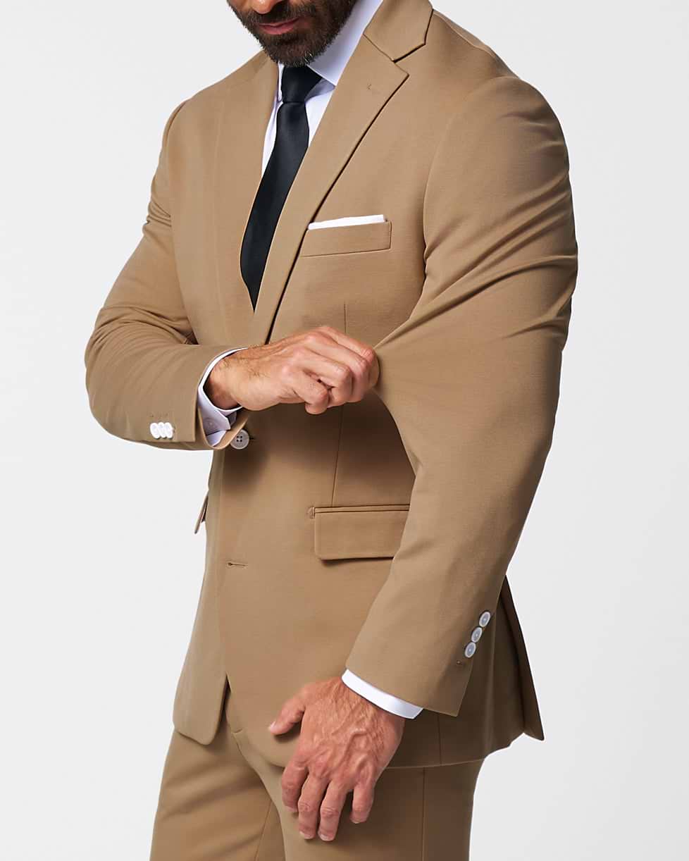 Athletic Fit Stretch Suit - Solid Dark Tan