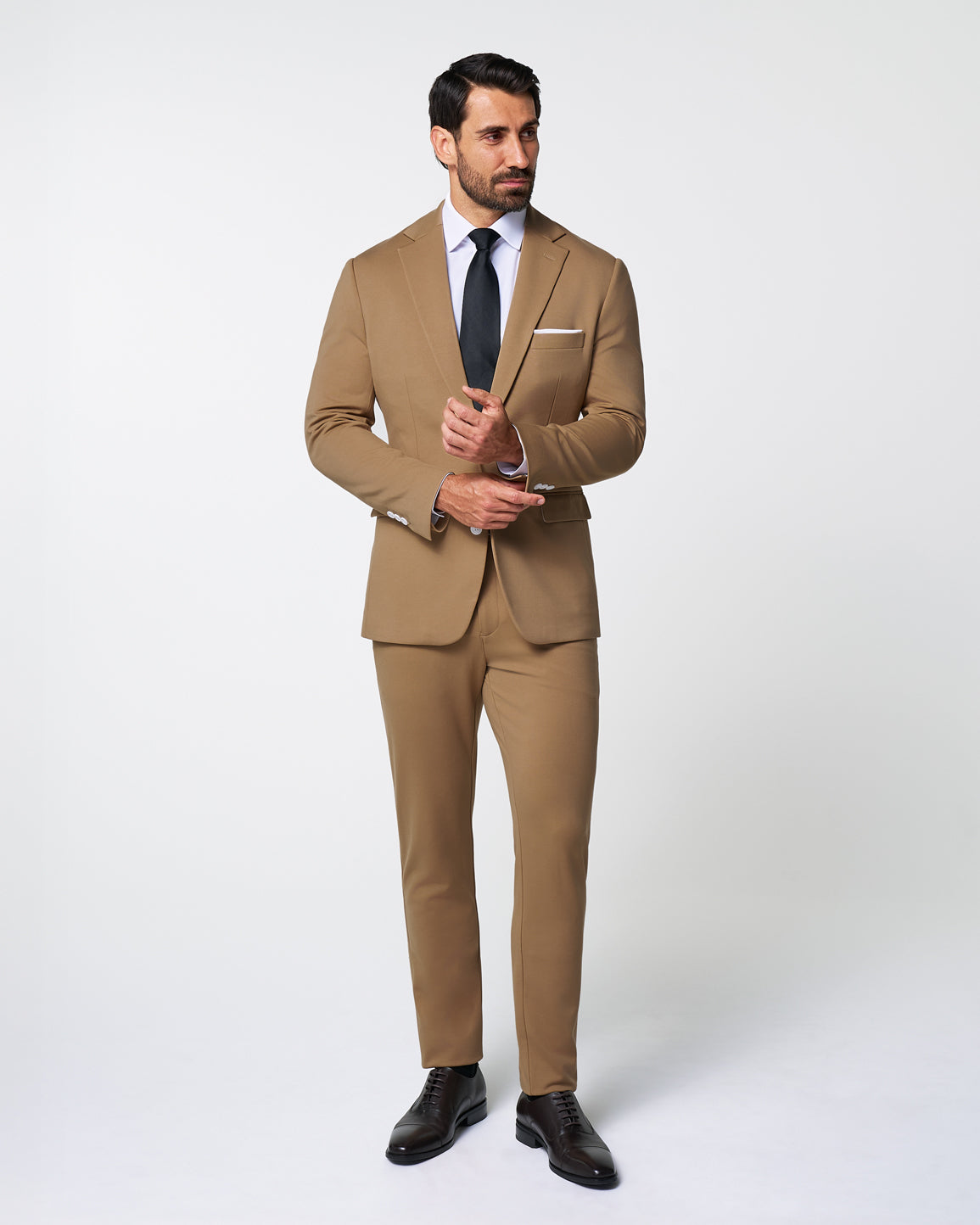 Athletic Fit Stretch Blazer - Solid Dark Tan