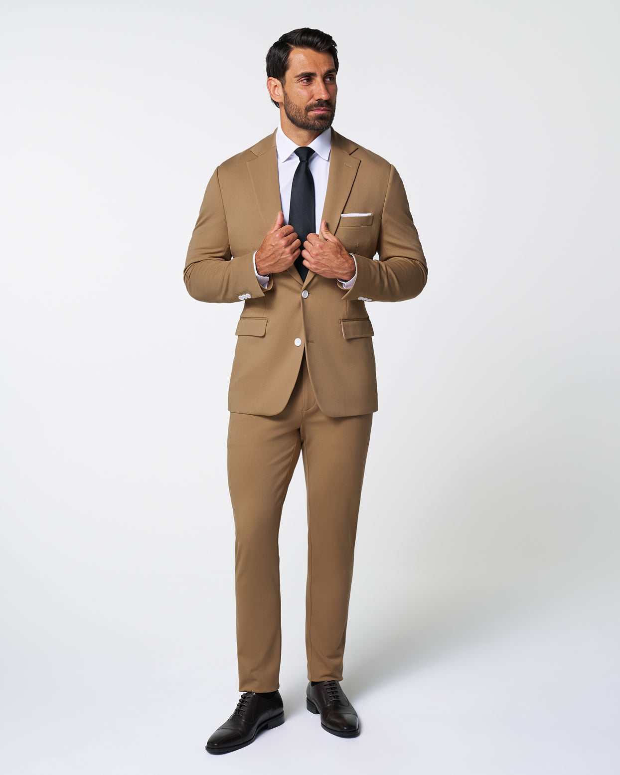Athletic Fit Stretch Suit - Solid Dark Tan