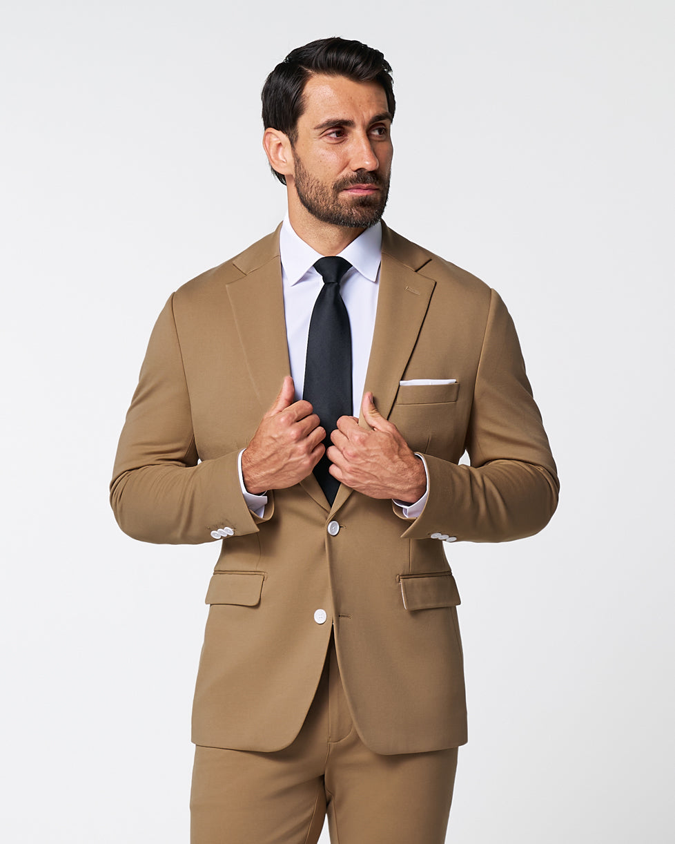 Athletic Fit Stretch Blazer - Solid Dark Tan