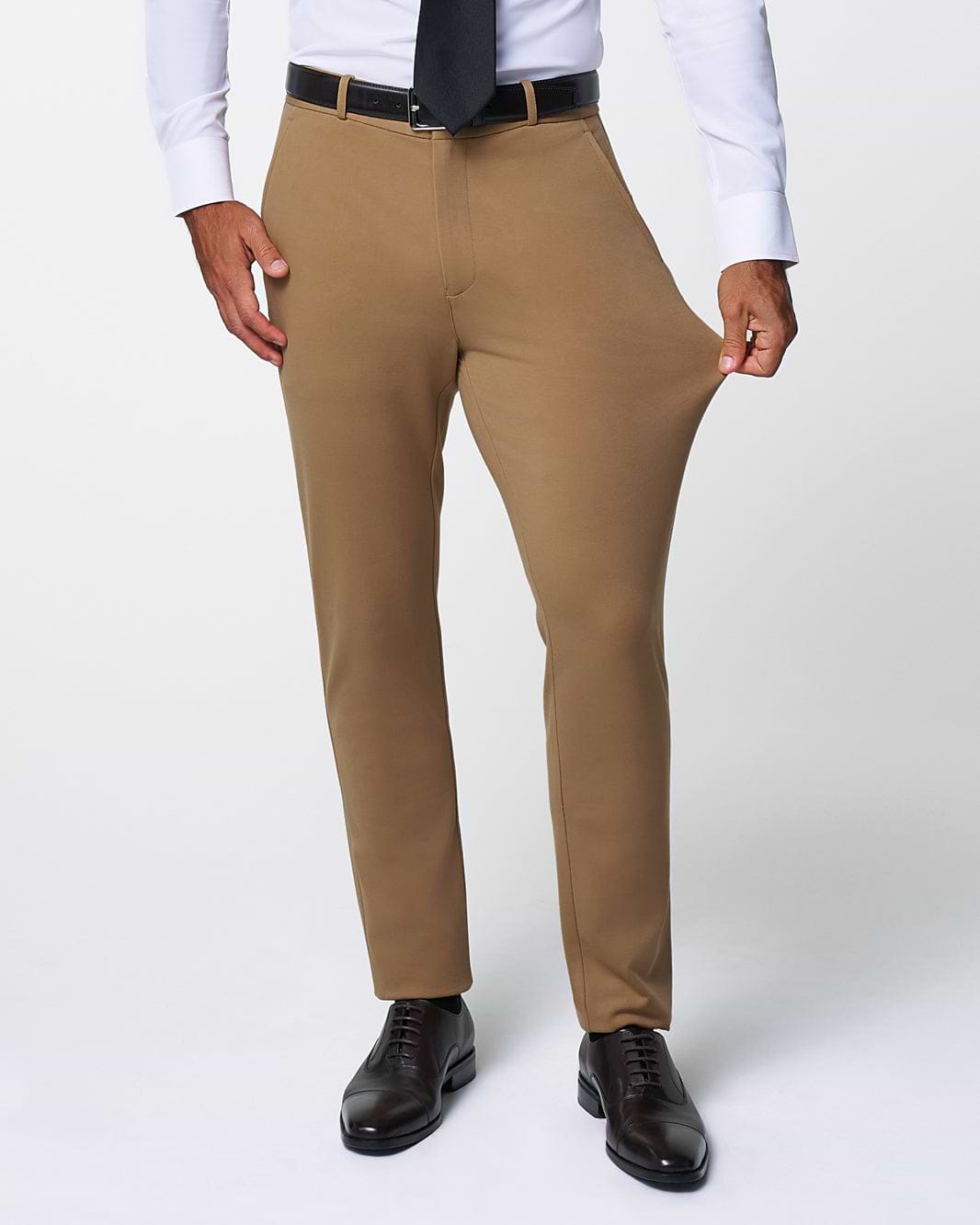 Athletic Fit Stretch Suit - Solid Dark Tan