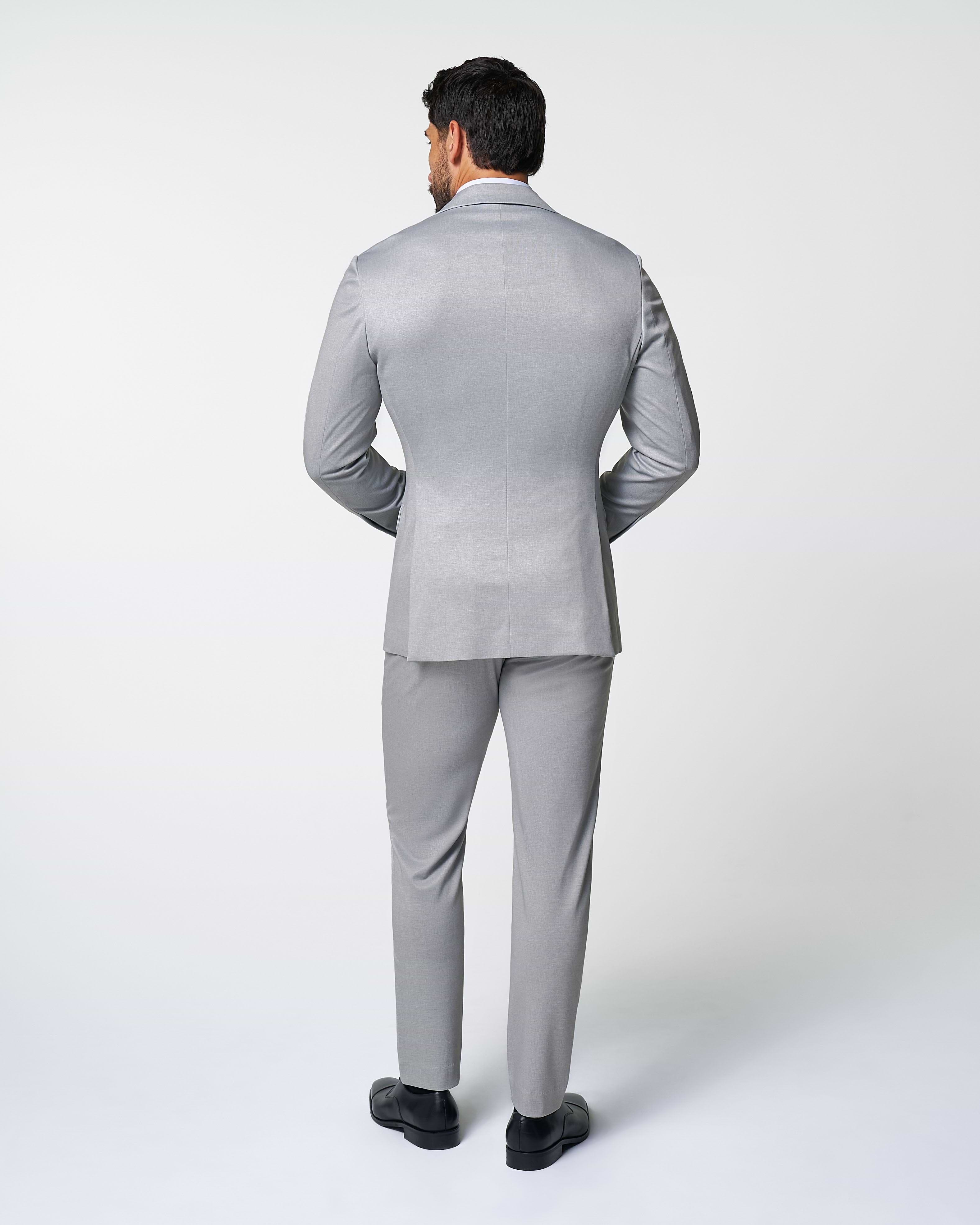 Athletic Fit Stretch Suit - Solid Light Grey