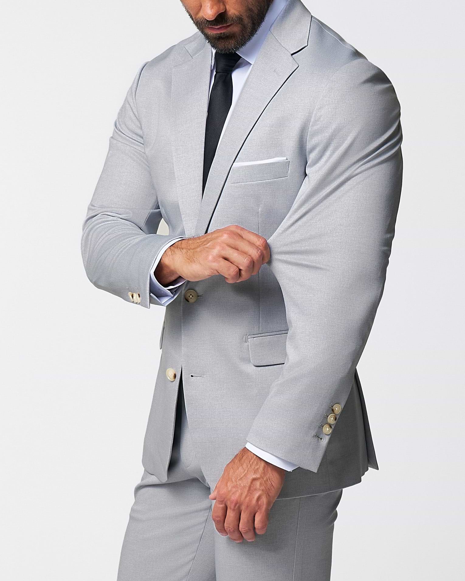 Athletic Fit Stretch Suit - Solid Light Grey