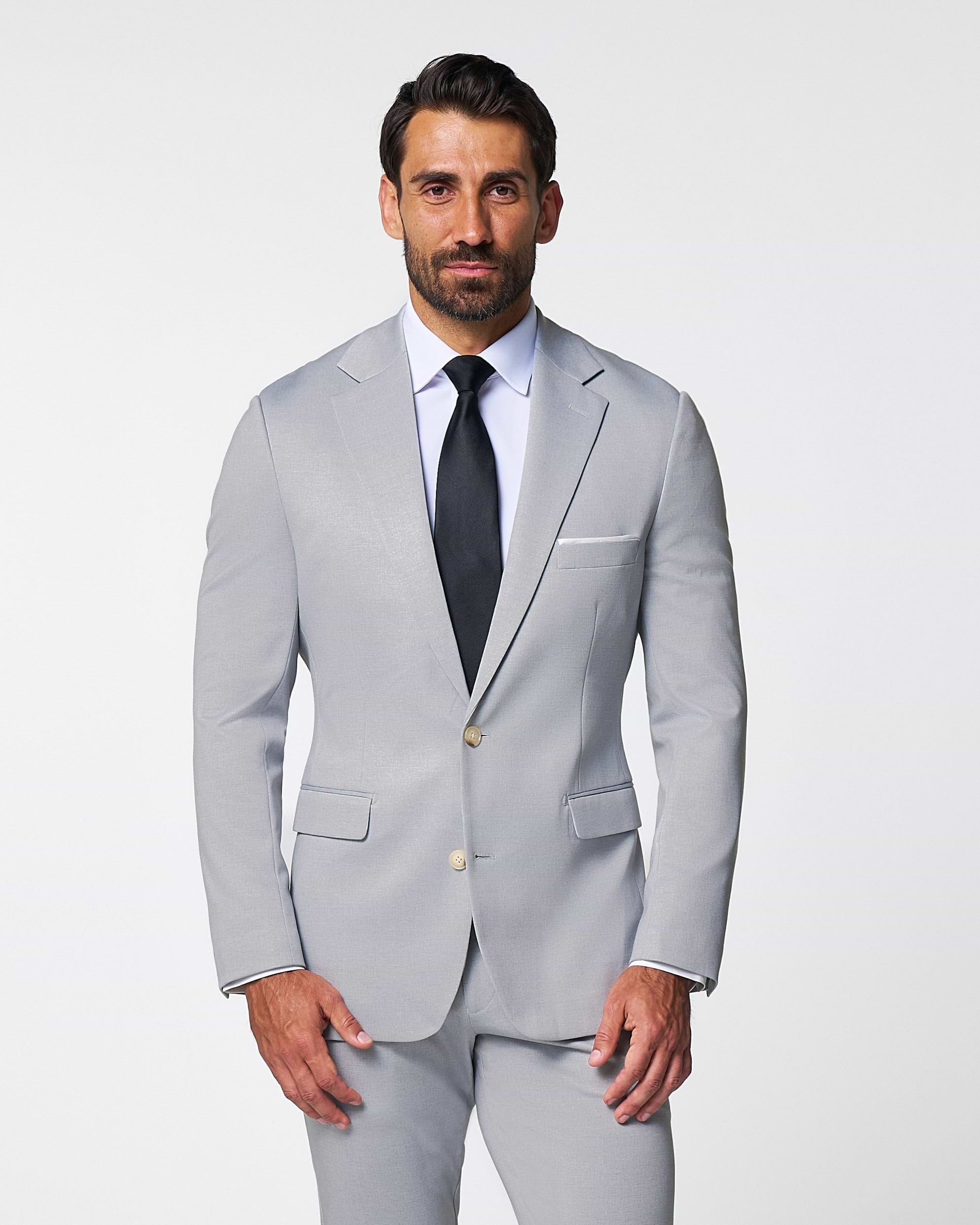 Athletic Fit Stretch Suit - Solid Light Grey