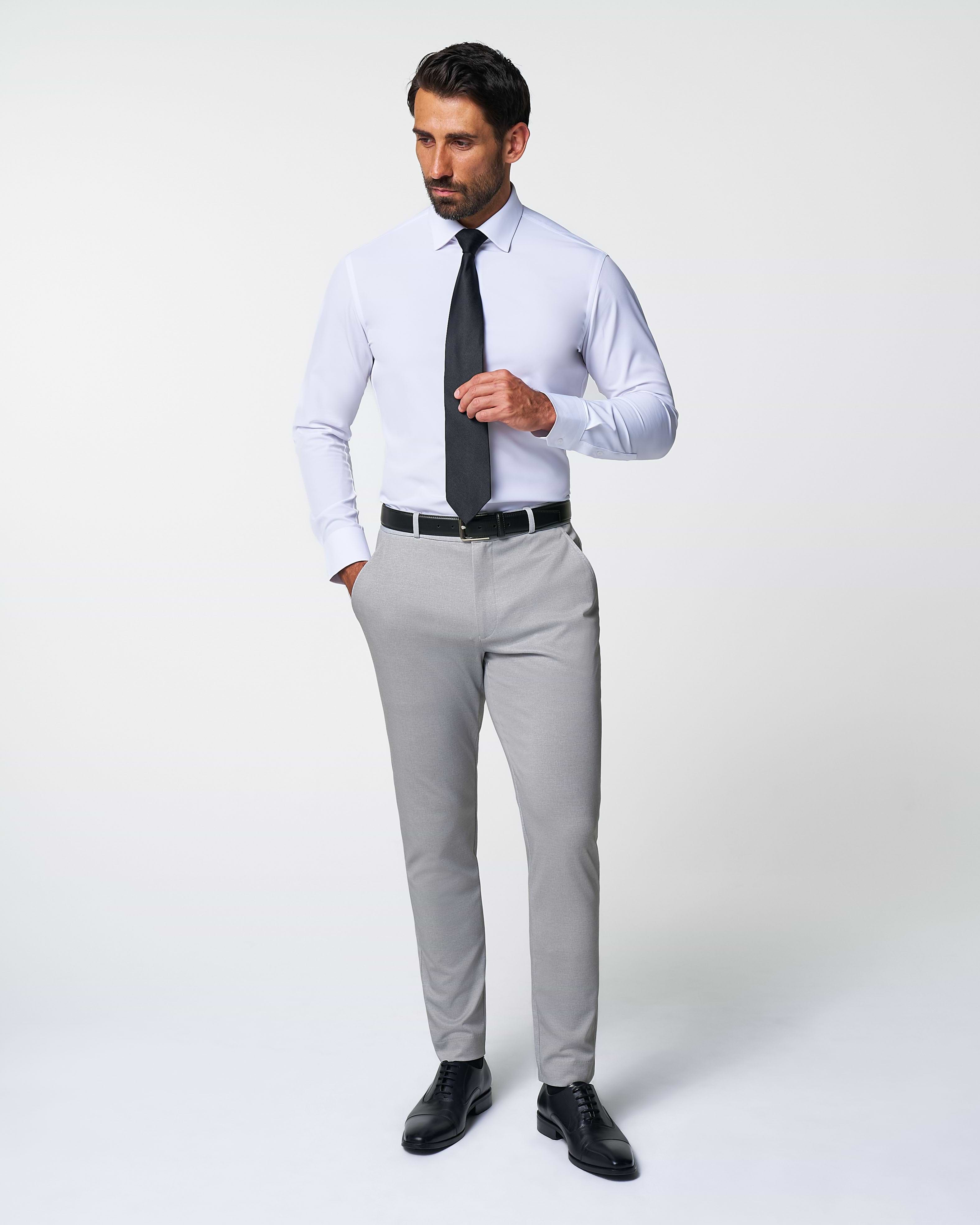 Athletic Fit Stretch Suit - Solid Light Grey