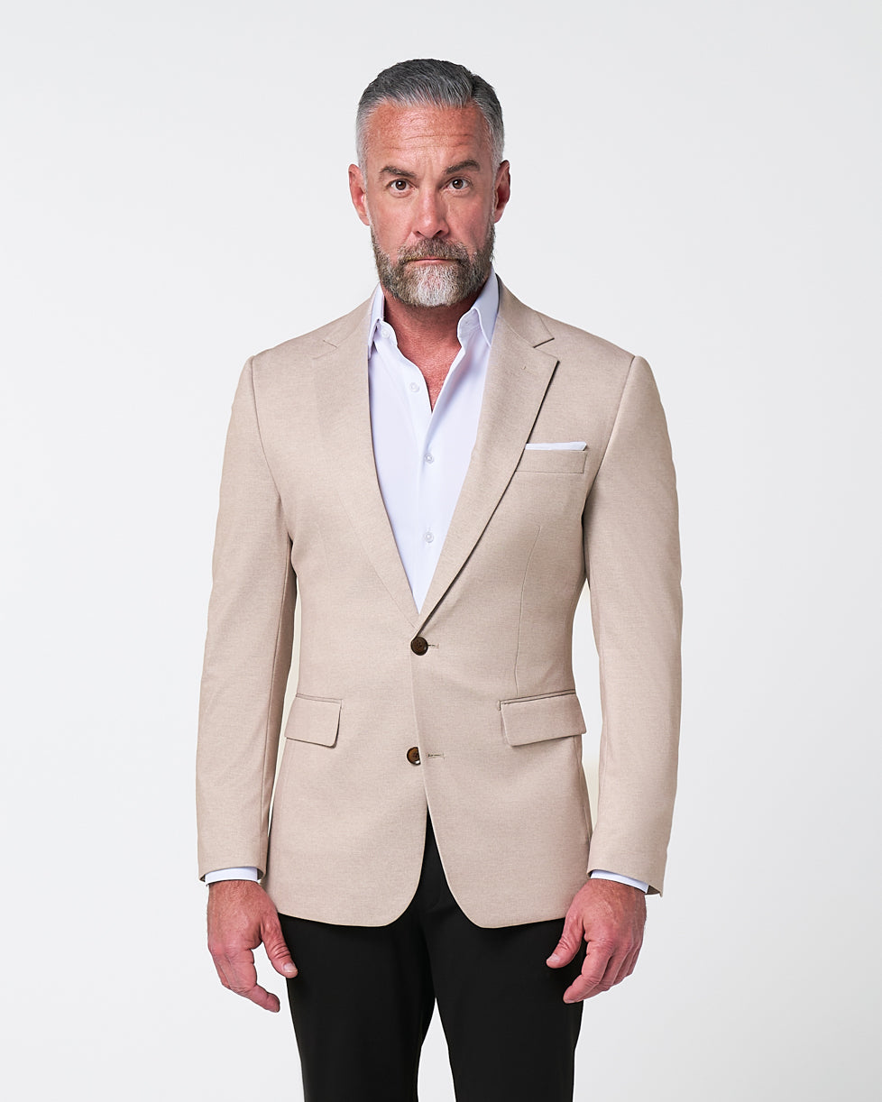 Athletic Fit Stretch Suit - Solid Tan