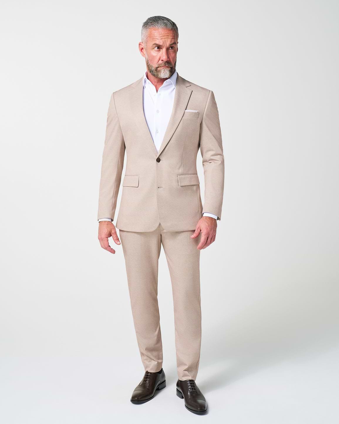 Athletic Fit Stretch Suit - Solid Tan