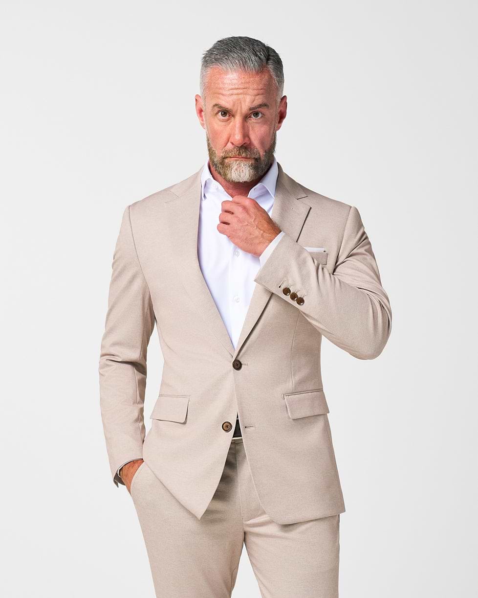 Athletic Fit Stretch Suit - Solid Tan