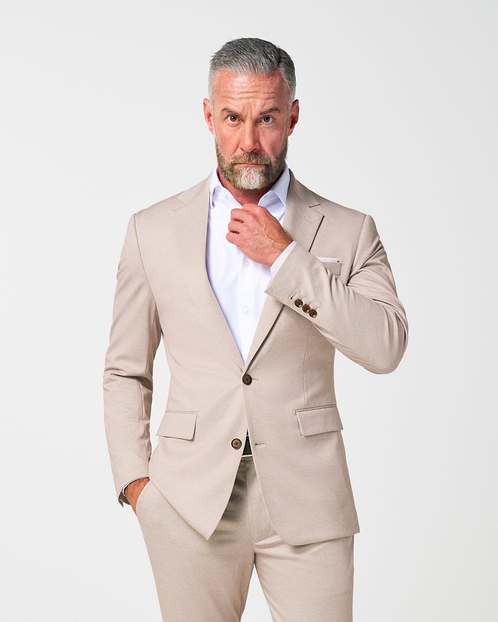 Athletic Fit Stretch Suit - Solid Tan
