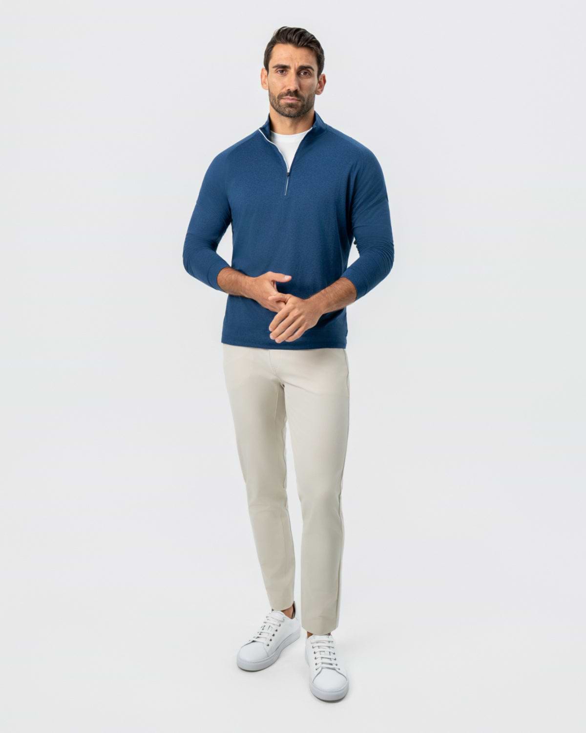 Tech Quarter Zip - Heathered Navy