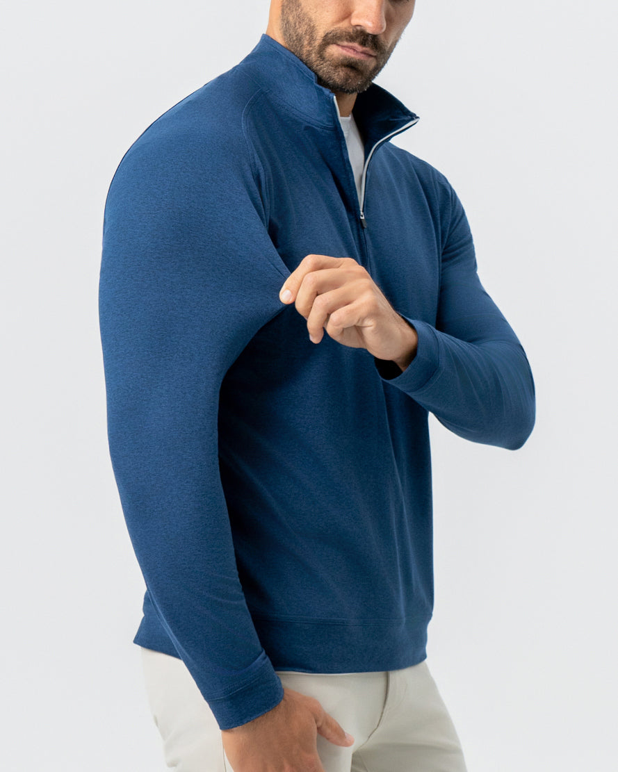 Tech Quarter Zip - Heathered Navy