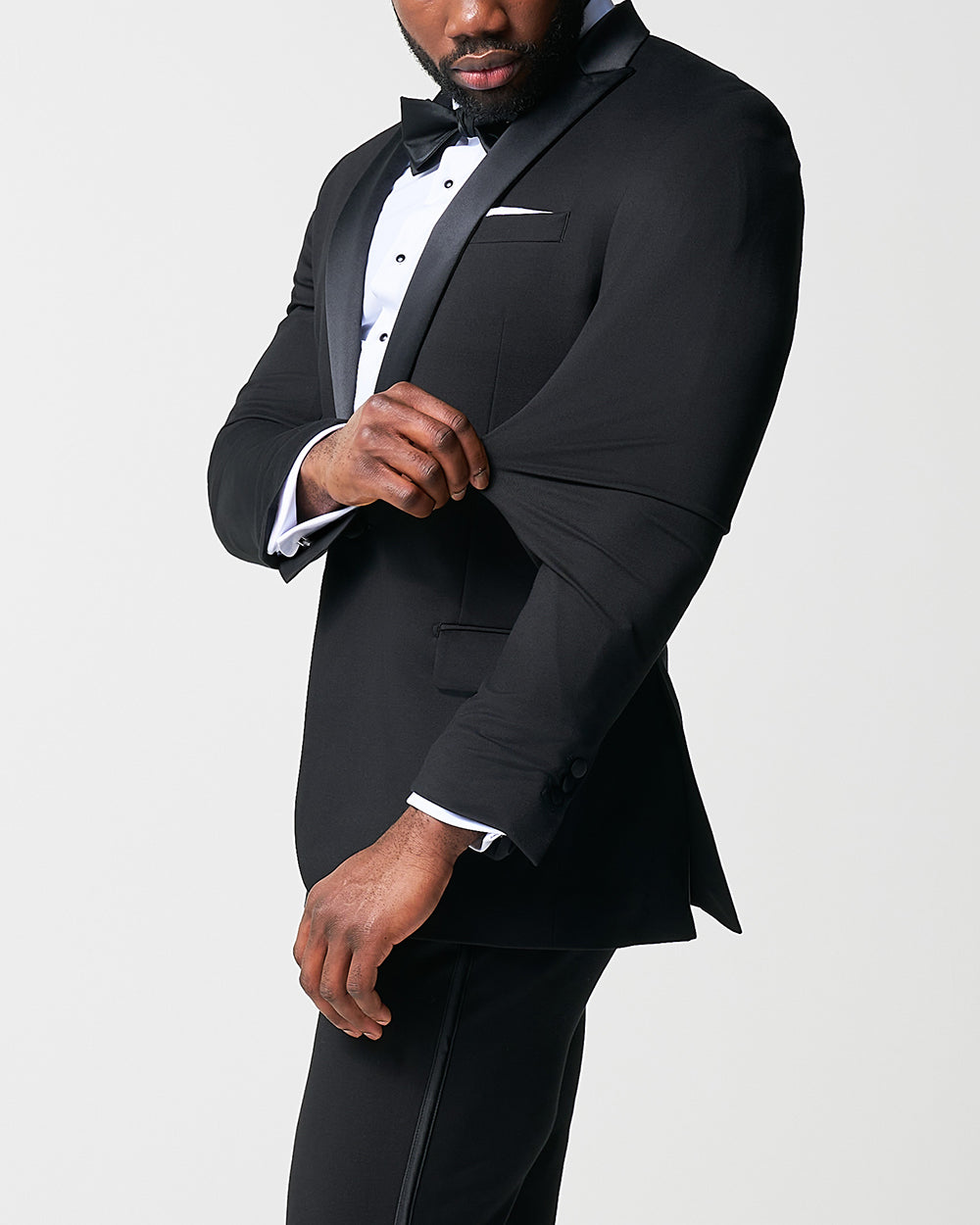 Athletic Fit Stretch Tuxedo - Black with Peak Lapel