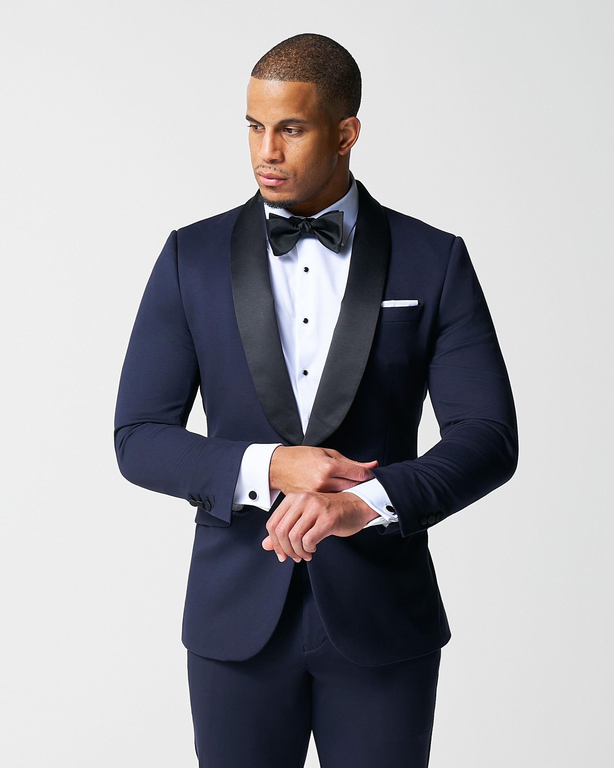 Athletic Fit Stretch Tuxedo Jacket - Navy with Shawl Lapel
