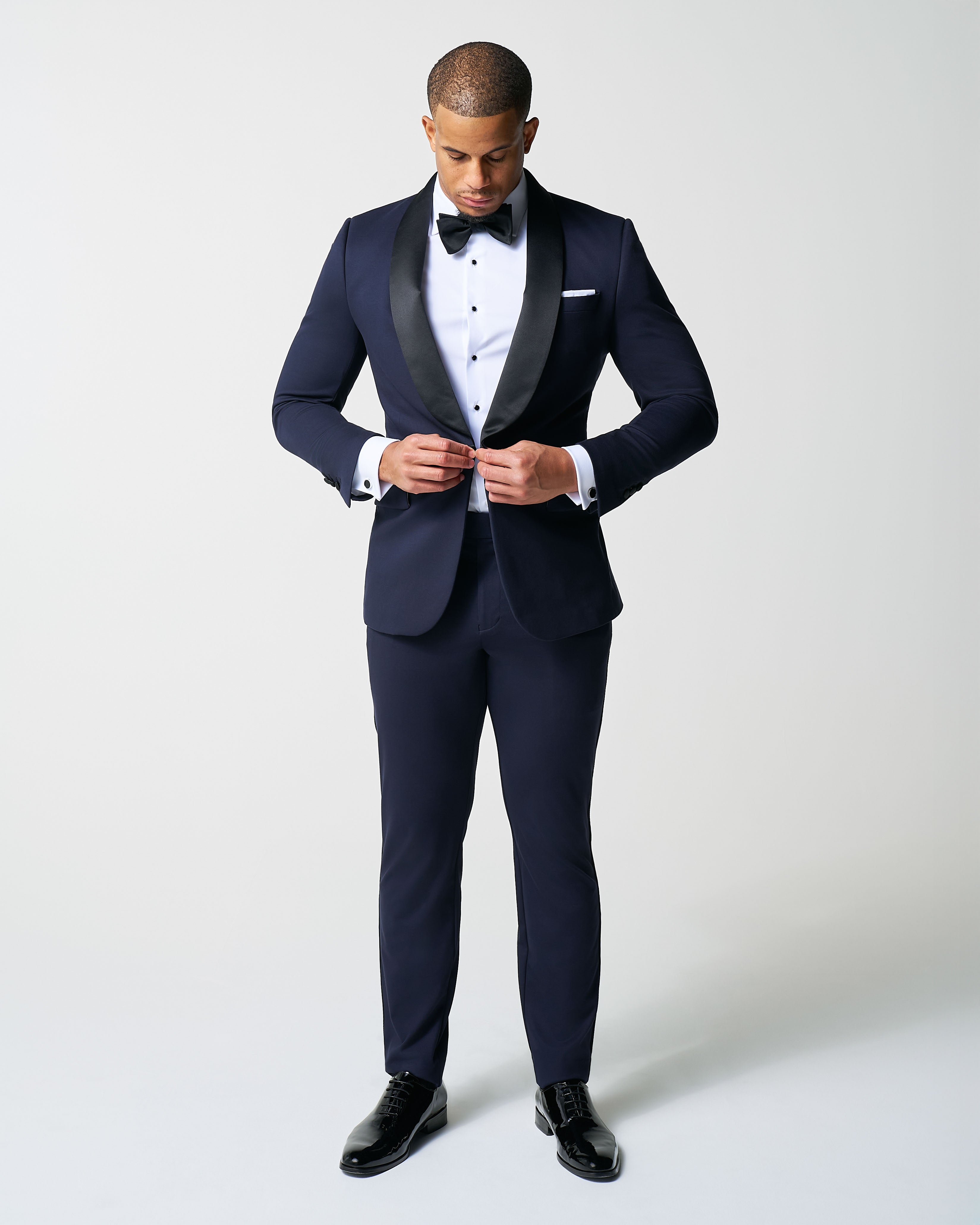 Athletic Fit Stretch Tuxedo Jacket - Navy with Shawl Lapel
