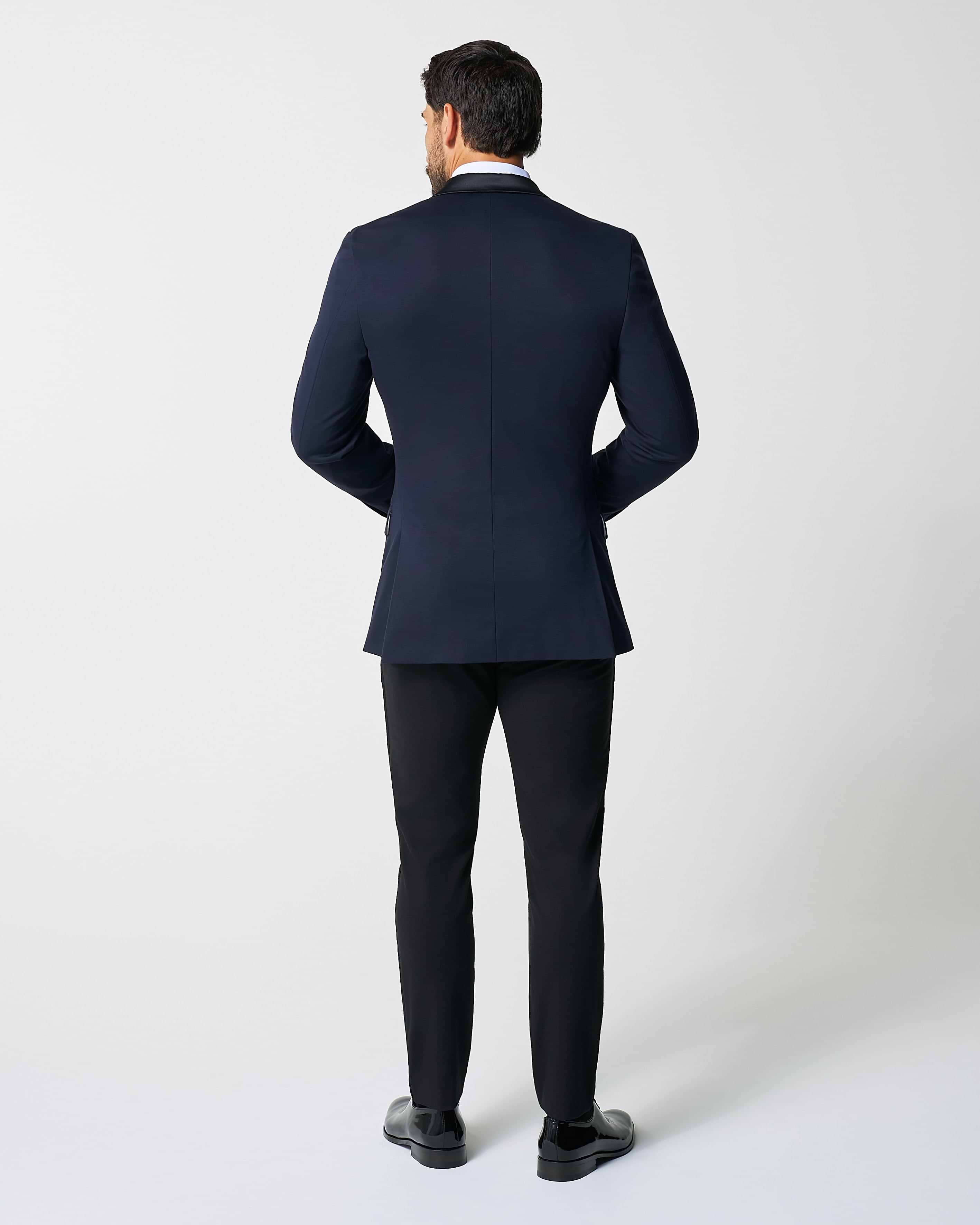 Athletic Fit Stretch Tuxedo - Navy with Peak Lapel