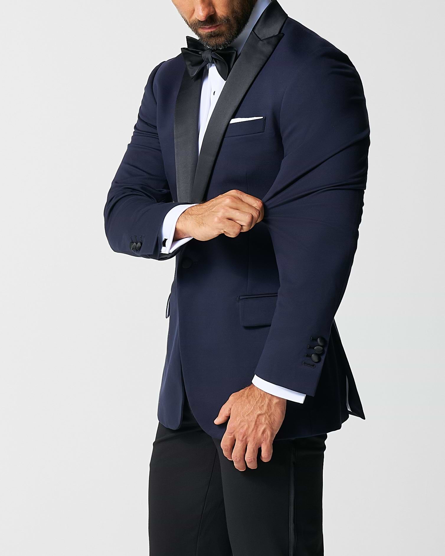 Athletic Fit Stretch Tuxedo - Navy with Peak Lapel