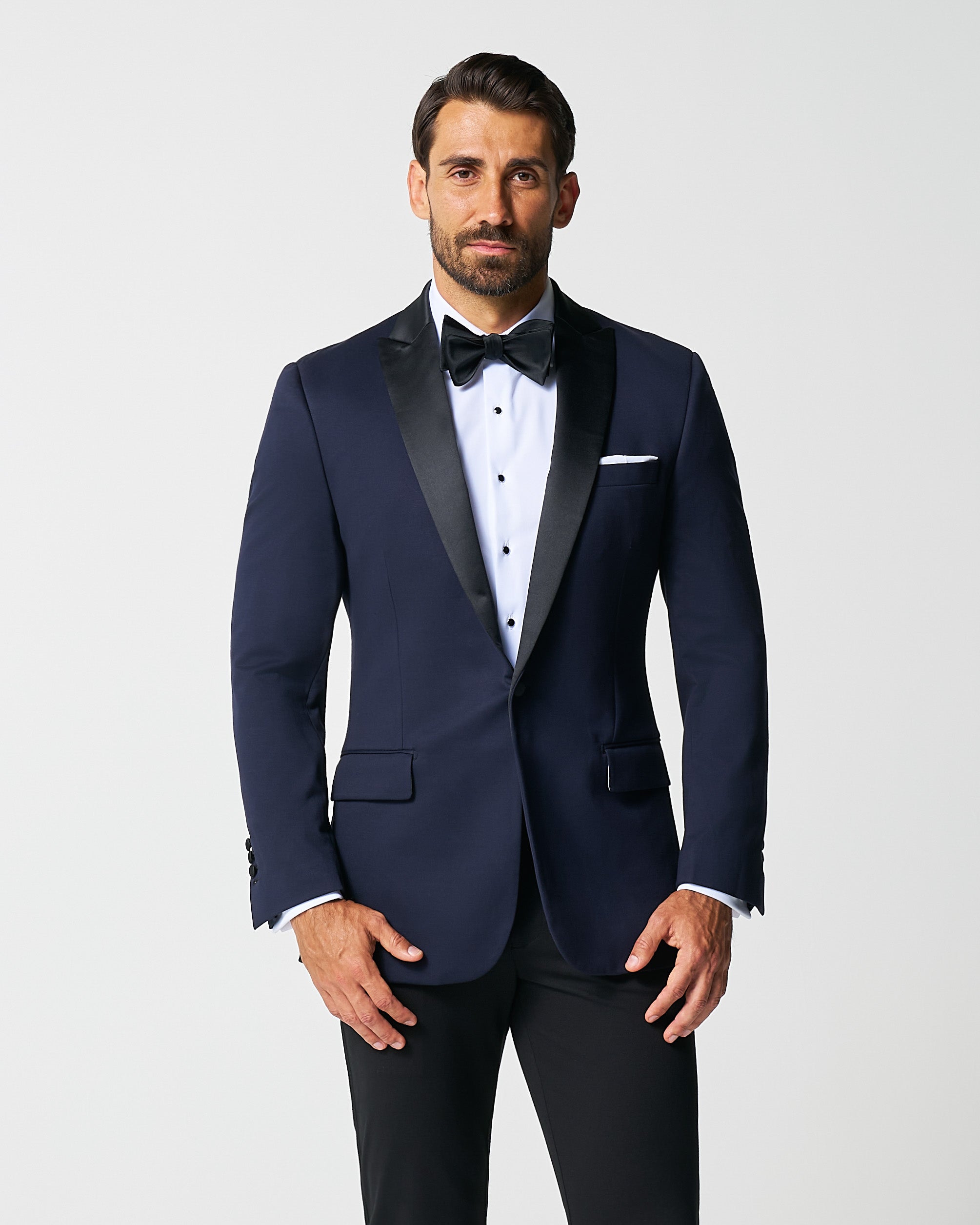 Athletic Fit Stretch Tuxedo - Navy with Peak Lapel