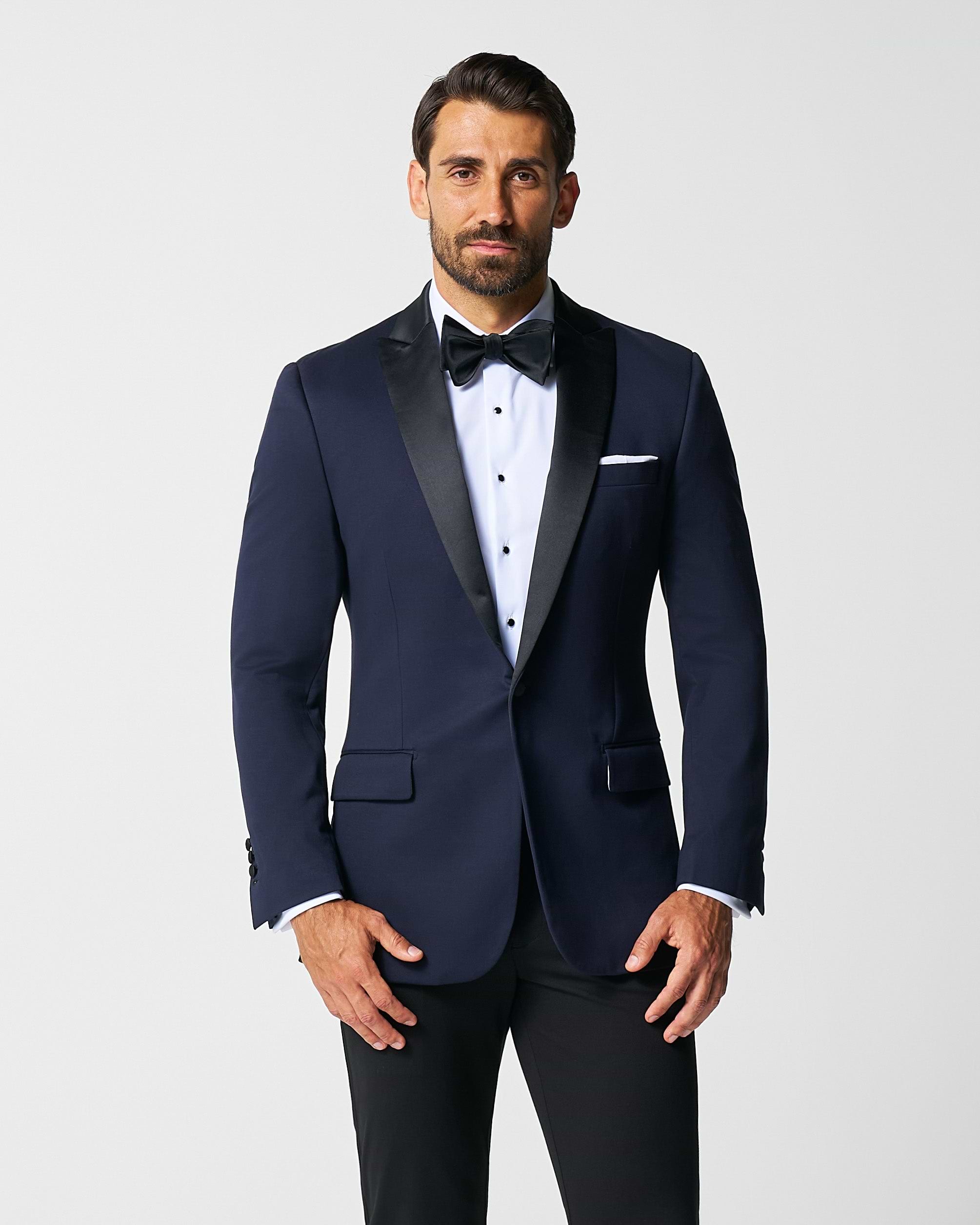 Athletic Fit Stretch Tuxedo Jacket - Navy with Peak Lapel