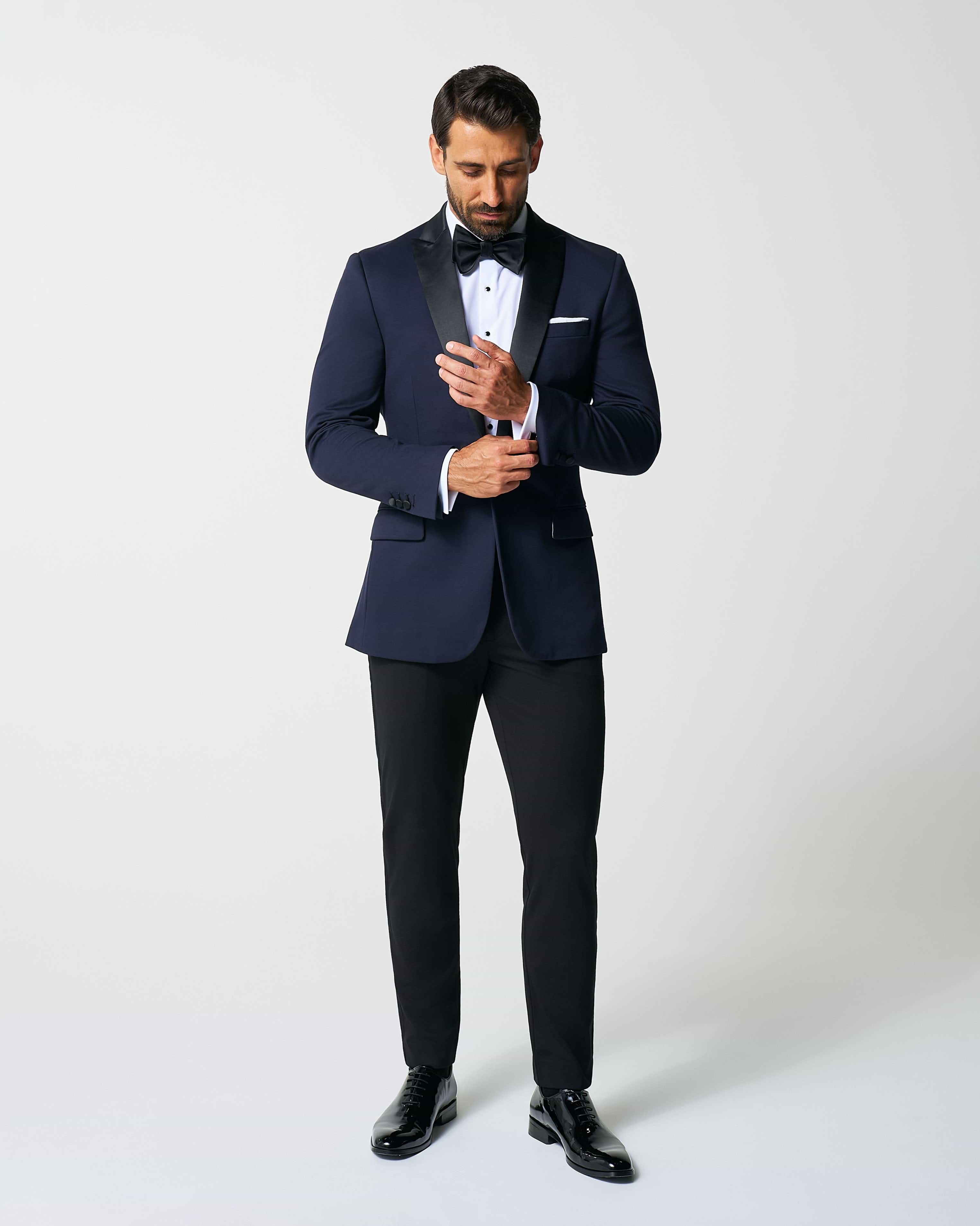 Athletic Fit Stretch Tuxedo - Navy with Peak Lapel